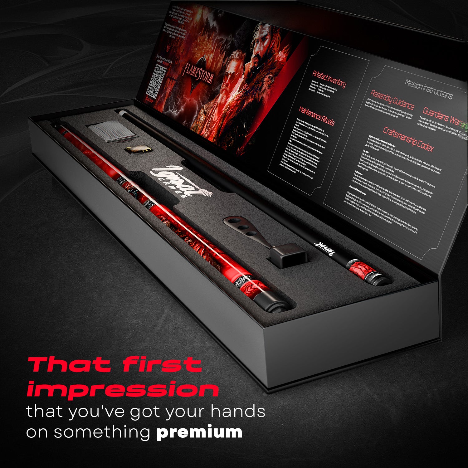 Pool Cue Stick - 2-piece, 19/20/21 oz, 58" Canadian Maple - Flamestorm