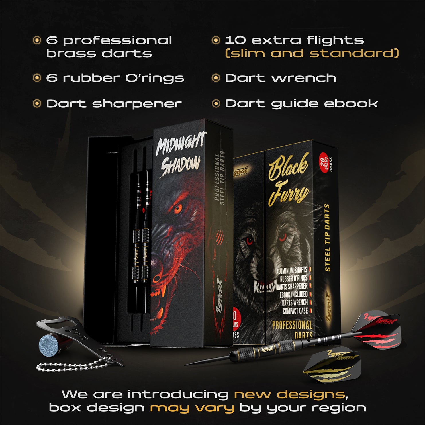 Steel Tip Darts 6 pack Set - Midnight Shadow 20 grams