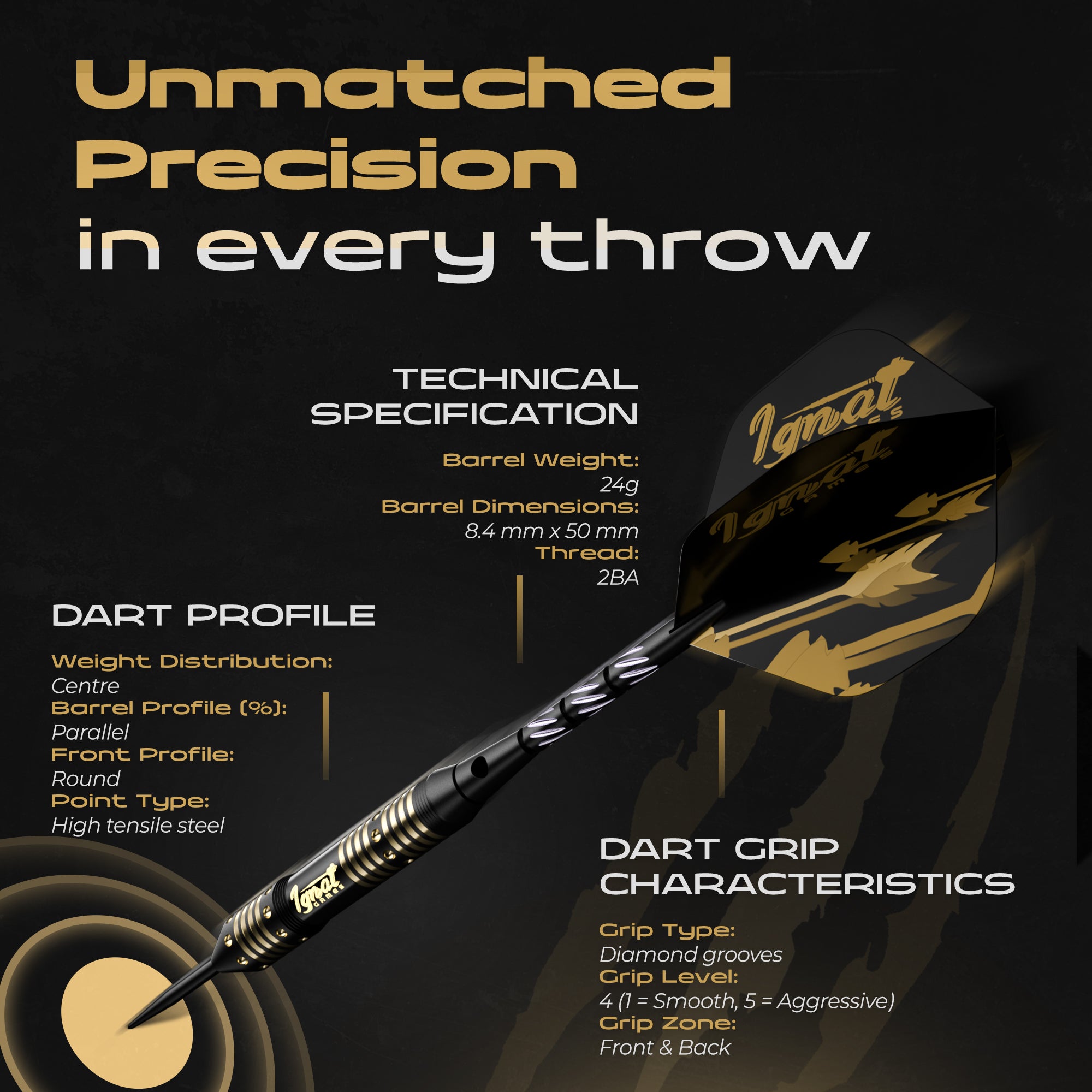 Steel Tip Darts 6 pack Set - Poison Arrow 24 grams