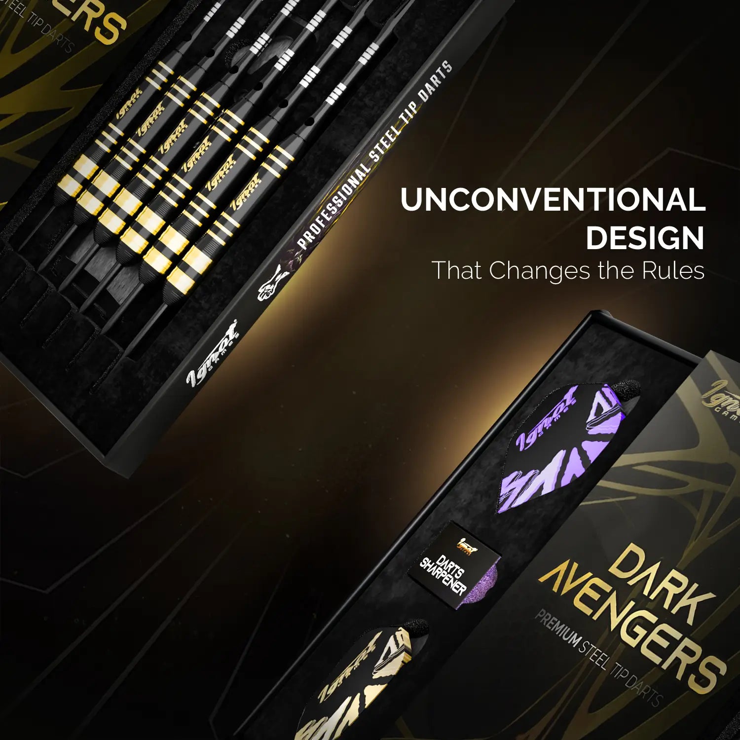 Steel Tip Darts 6 pack Set - Dark Avenger 26 grams