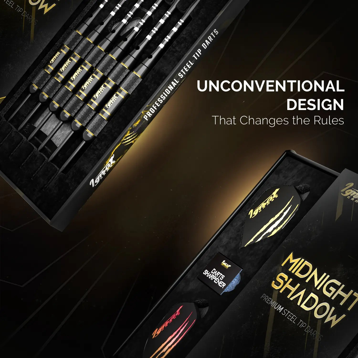 Steel Tip Darts 6 pack Set - Midnight Shadow 20 grams