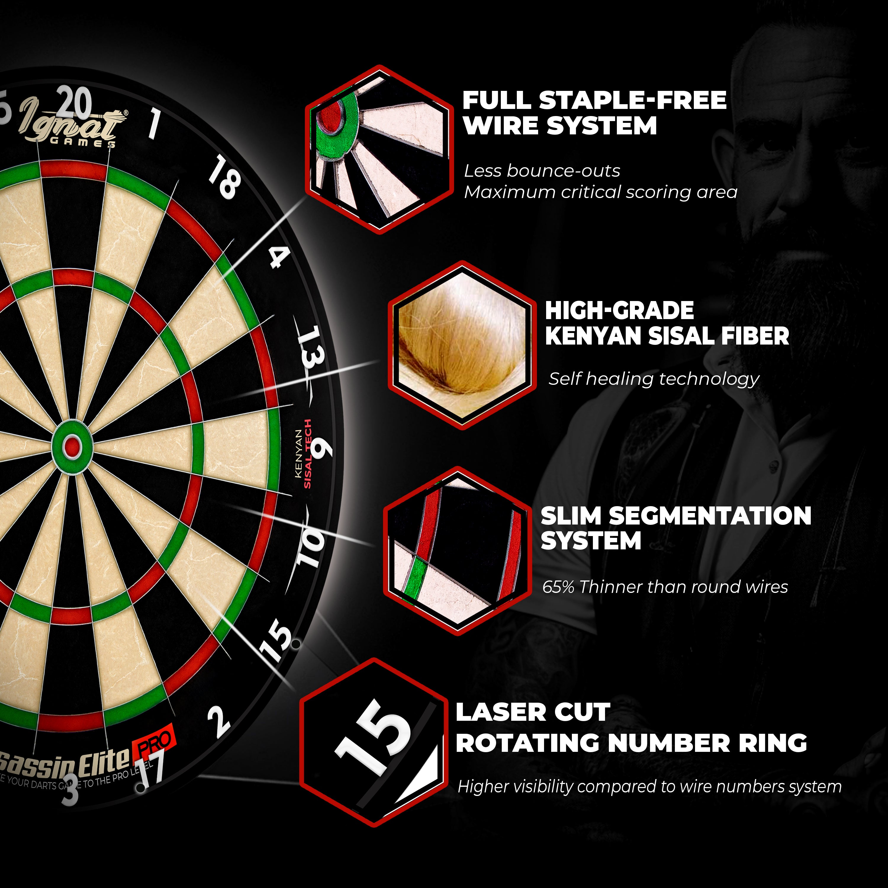 Professional Dart Board Set - Assassin Elite Pro