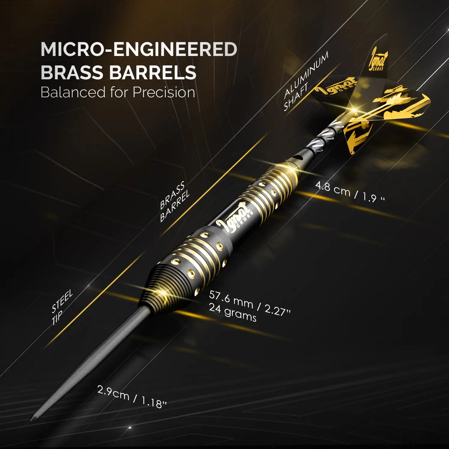 Steel Tip Darts 6 pack Set - Poison Arrow 24 grams