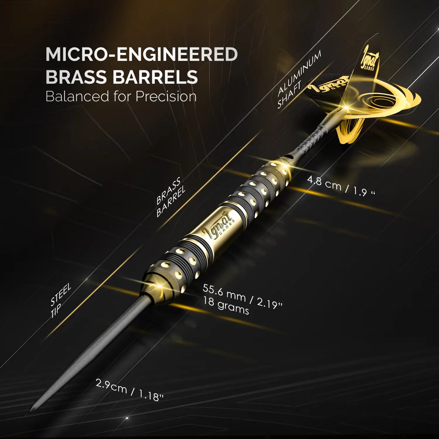 Steel Tip Darts 6 pack Set - Gothic Crystal 18 grams