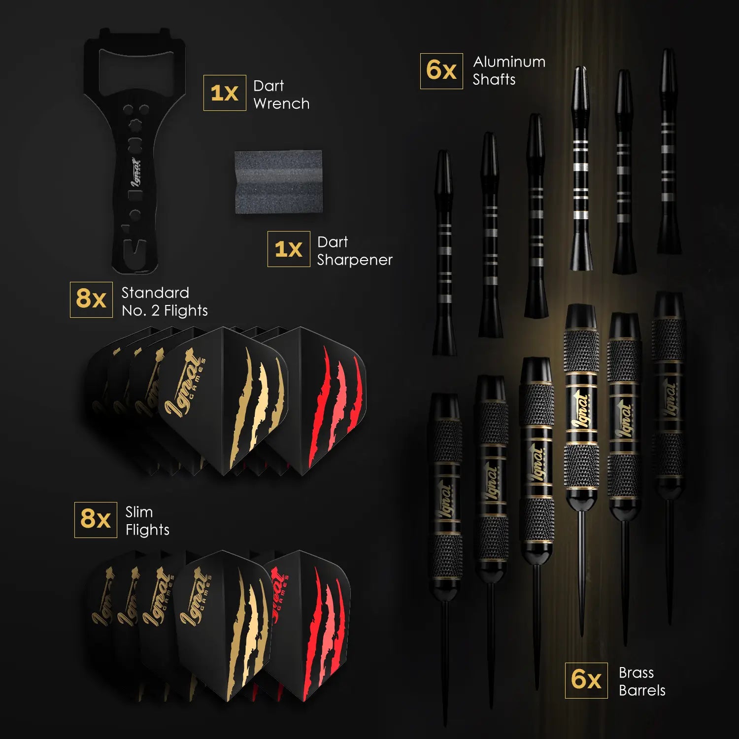 Steel Tip Darts 6 pack Set - Midnight Shadow 20 grams