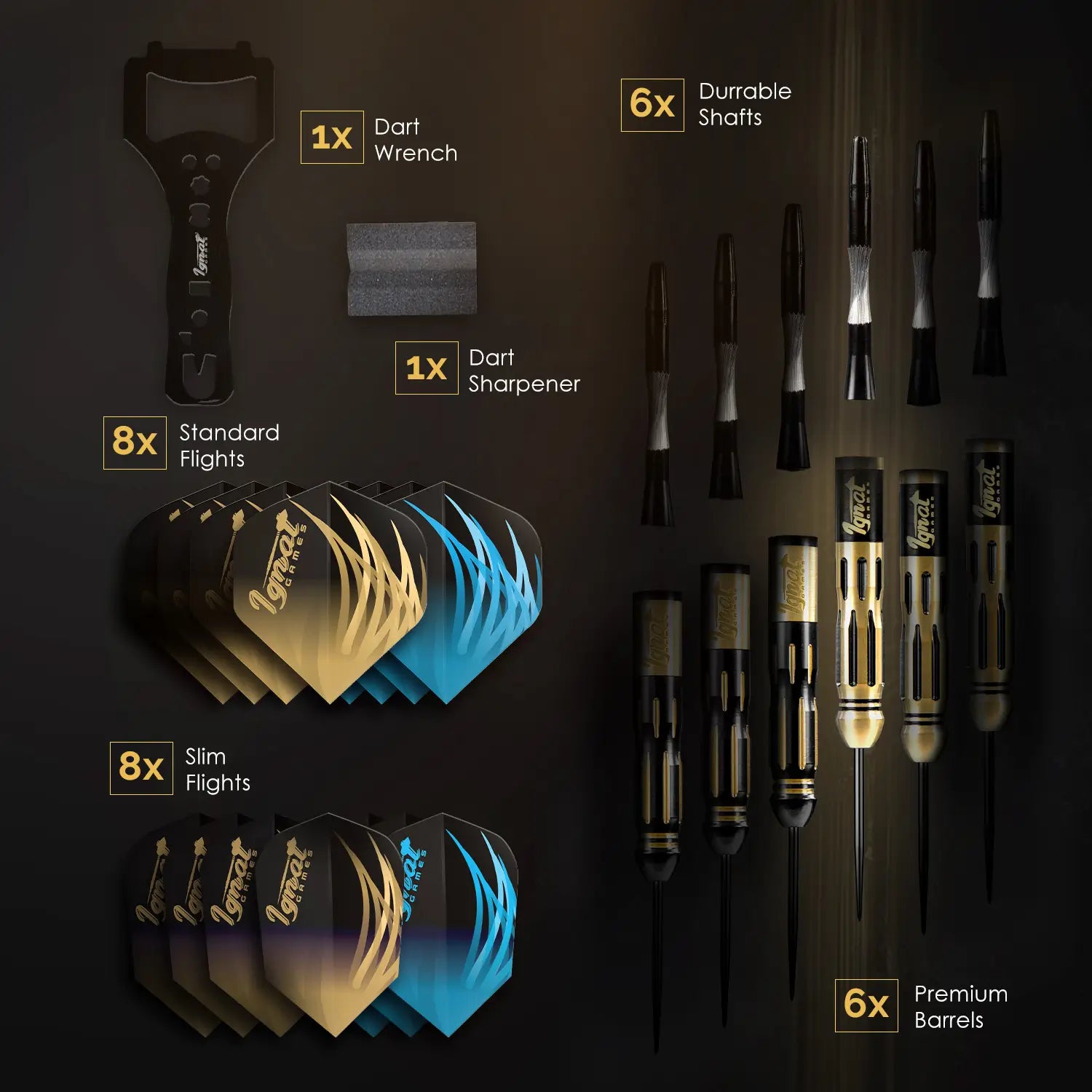 Steel Tip Darts 6 pack Set - Cursed Treasure 22 grams