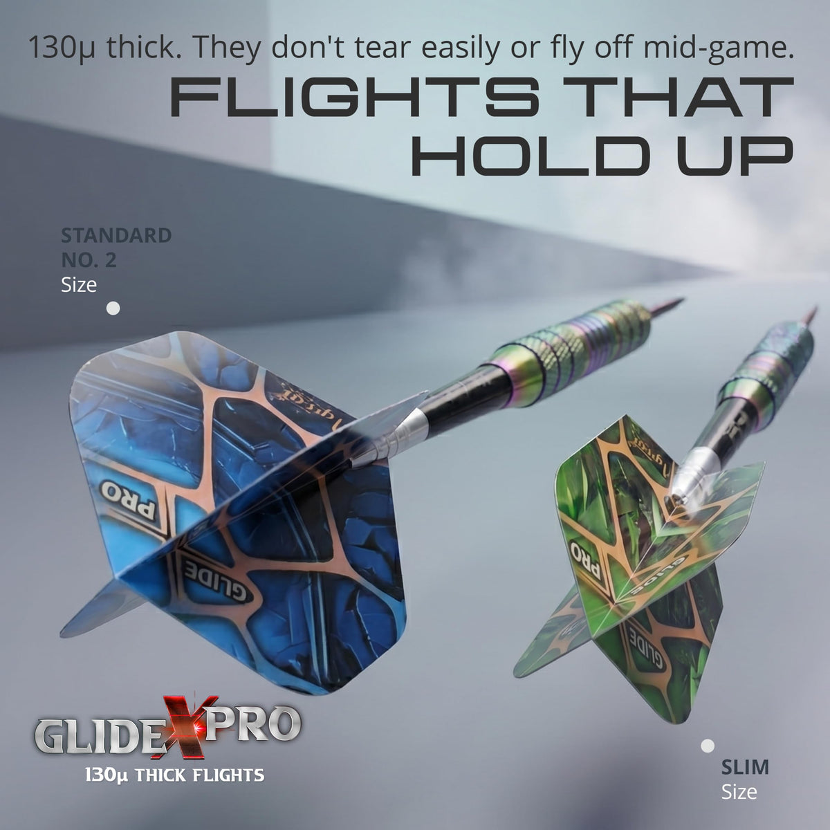 IgnatGames GlideXPro standard No. 2 and slim flights from the Urban Legends Vegas Lights set