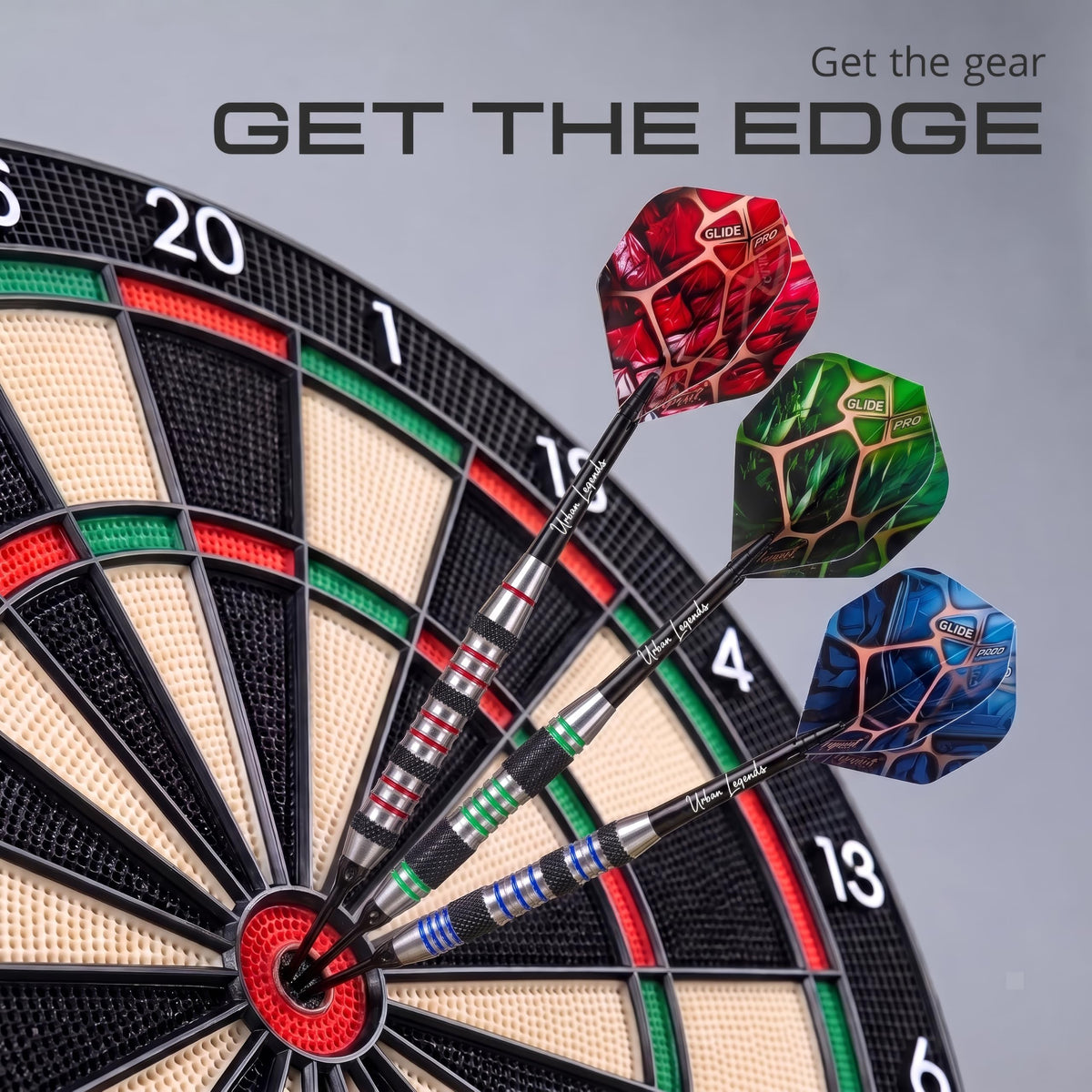 IgnatGames Urban Legends Chicago Steel soft tip darts in a dartboard
