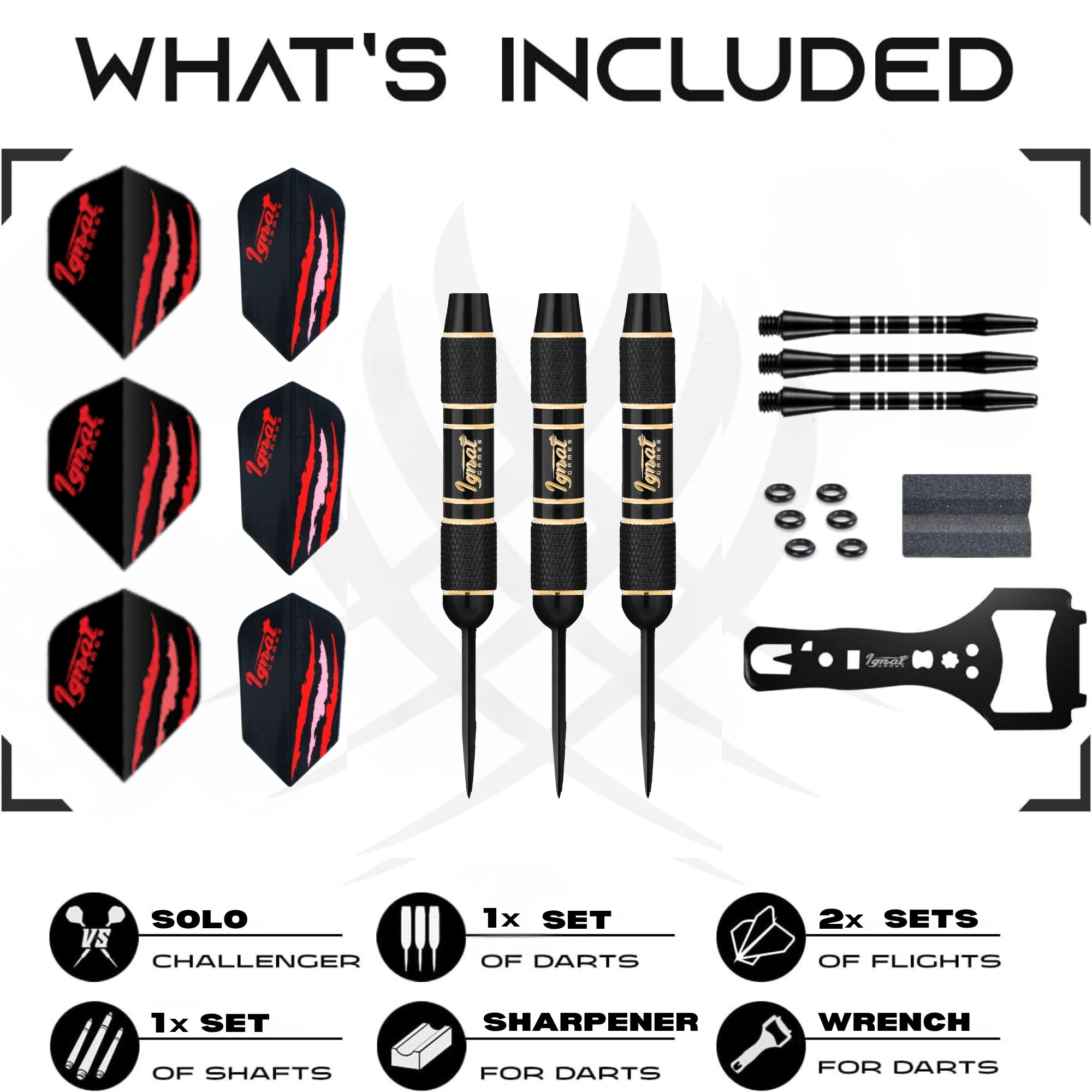 Steel Tip Darts 3 pack Set - Midnight Shadow 20 grams