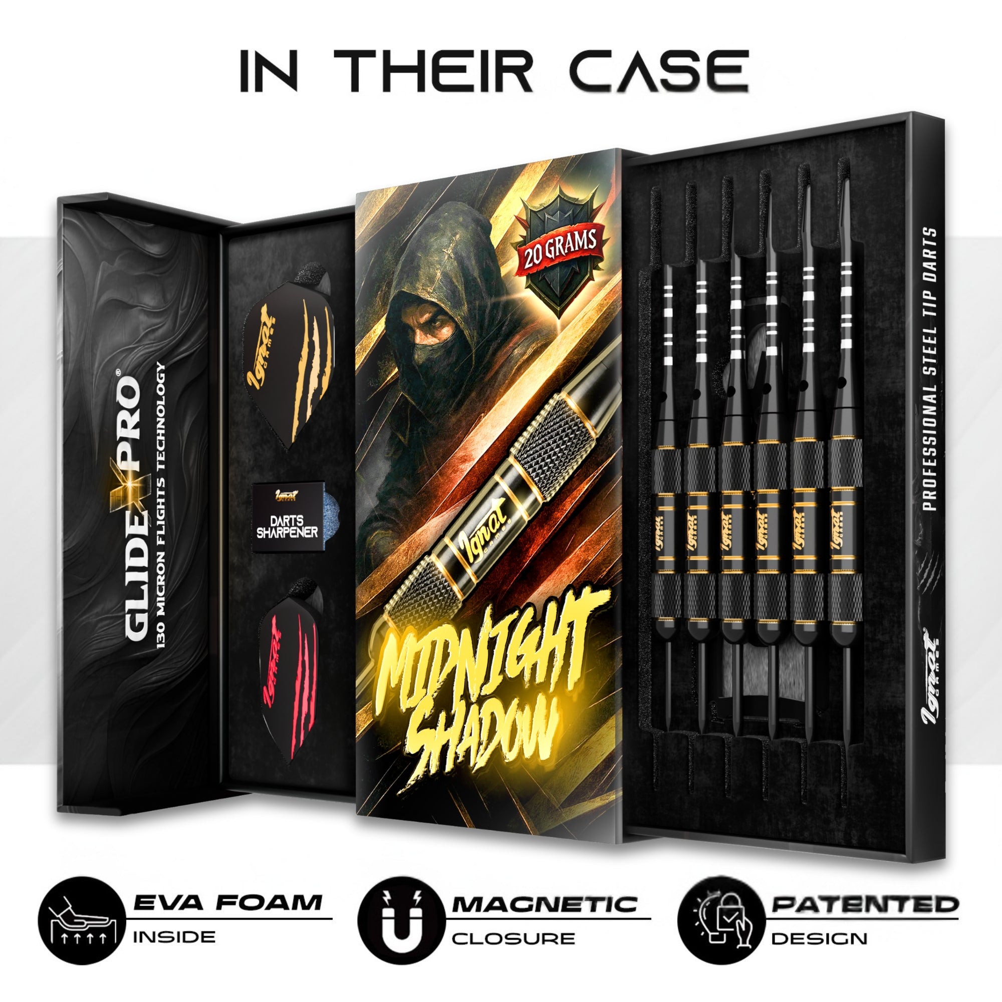 Steel Tip Darts 3 pack Set - Midnight Shadow 20 grams