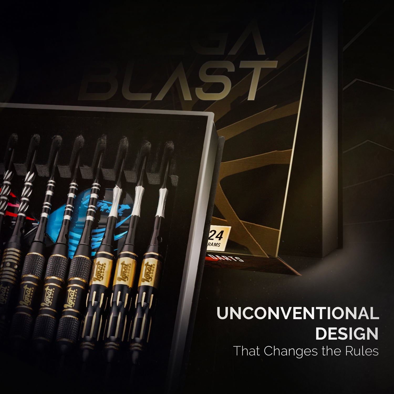 Steel Tip Darts 12 pack Set - Mega Blast 18/20/22/24 grams