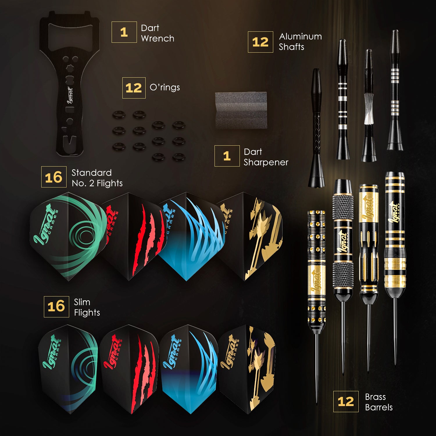 Steel Tip Darts 12 pack Set - Mega Blast 18/20/22/24 grams