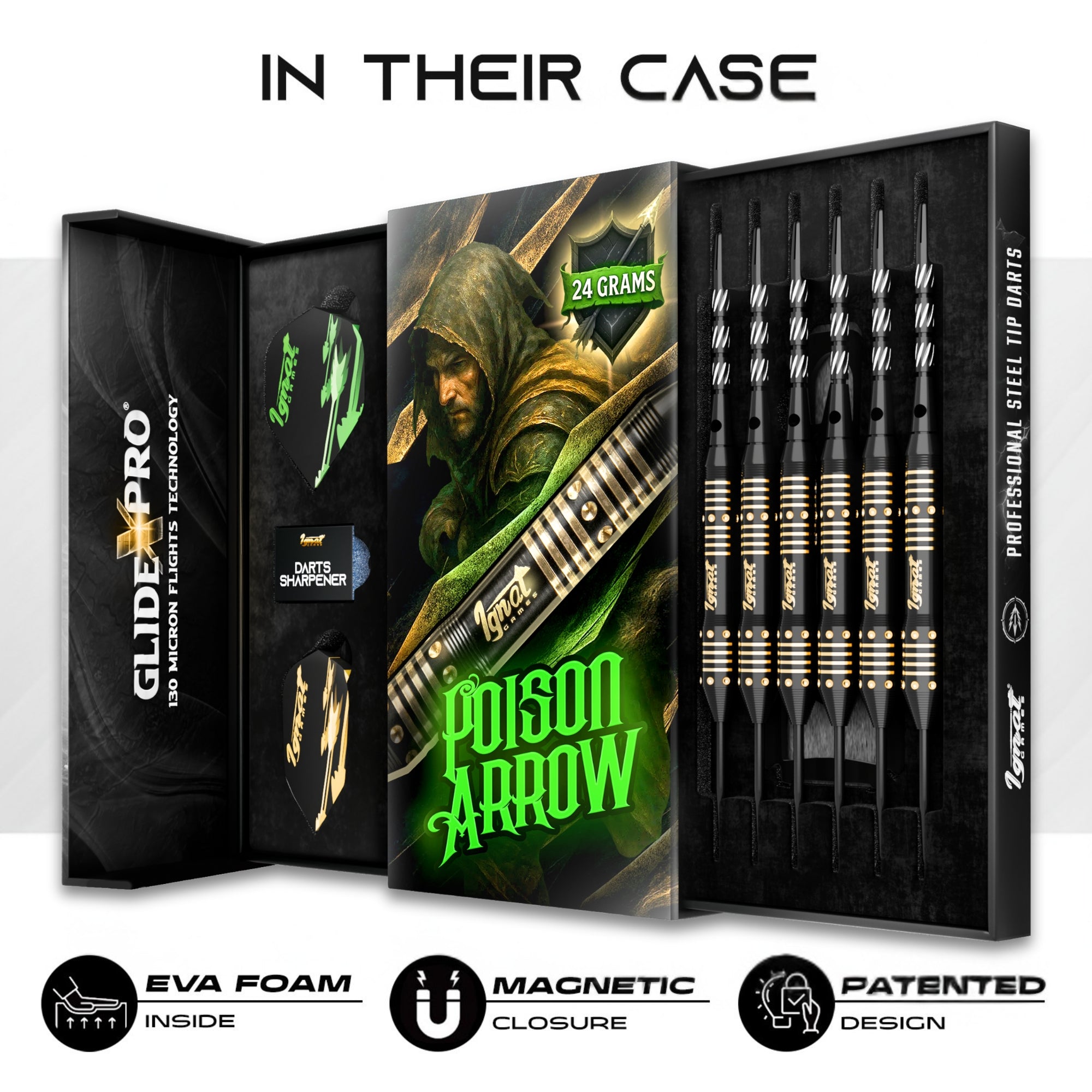 Steel Tip Darts 3 pack Set - Poison Arrow 24 grams