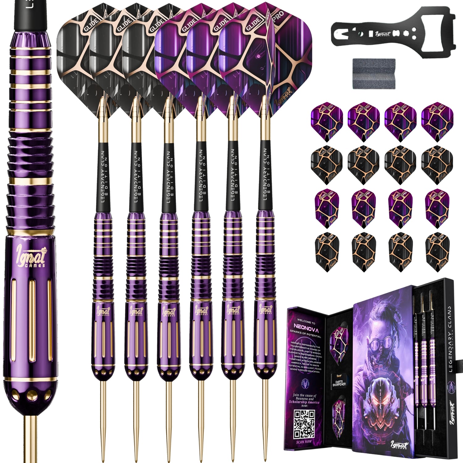 Steel Tip Darts 6 pack set - Neonova 19 grams