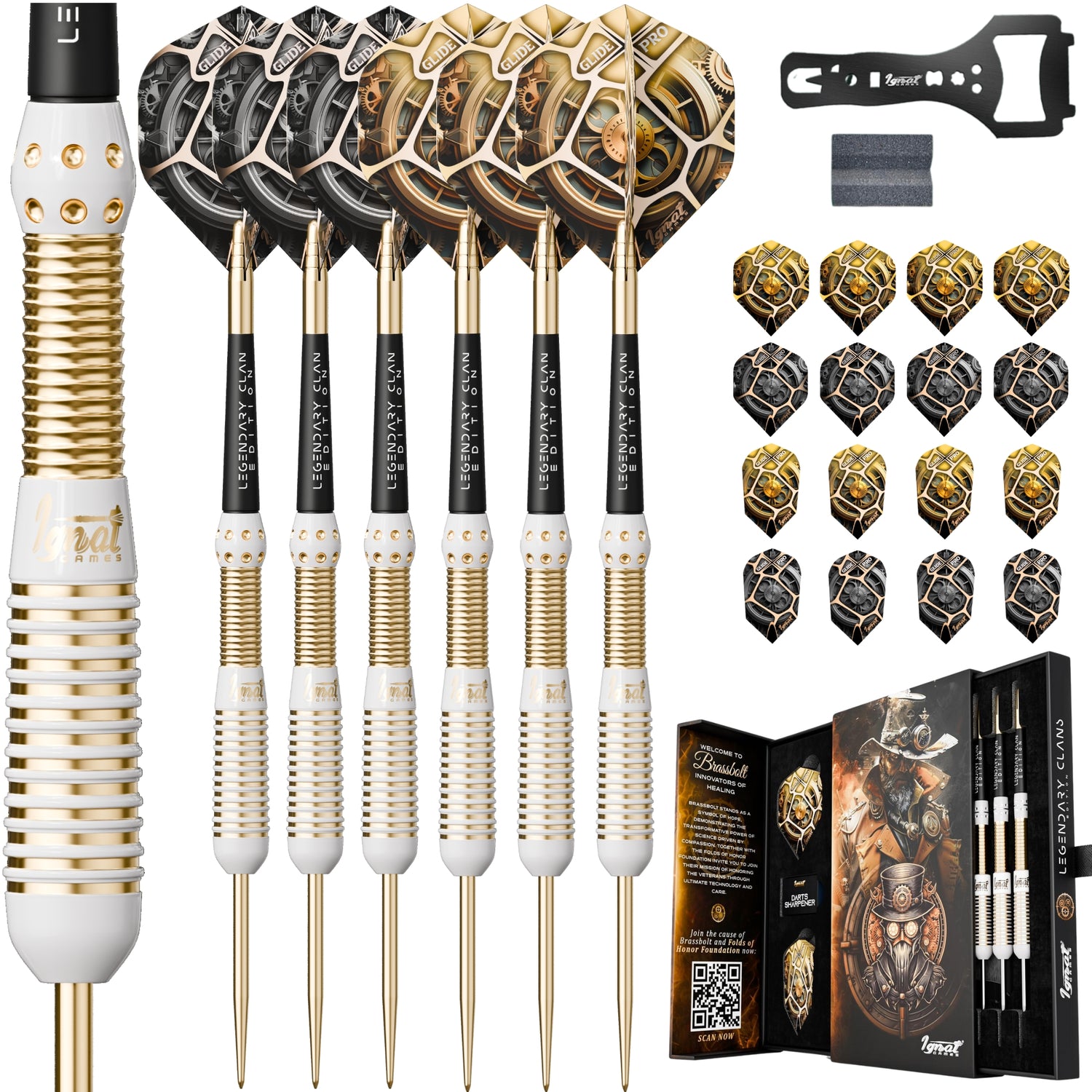 Steel Tip Darts 6 pack set - Brassbolt 23 grams