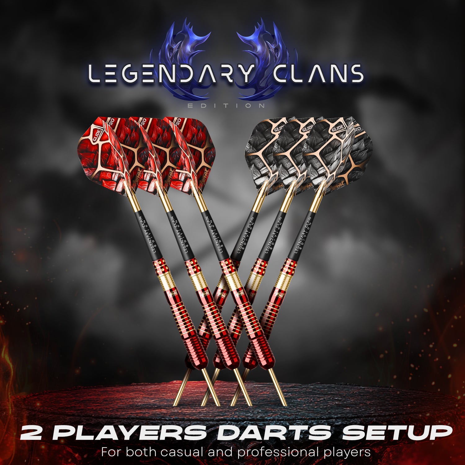 Steel Tip Darts 6 pack set - Flamestorm 21 grams