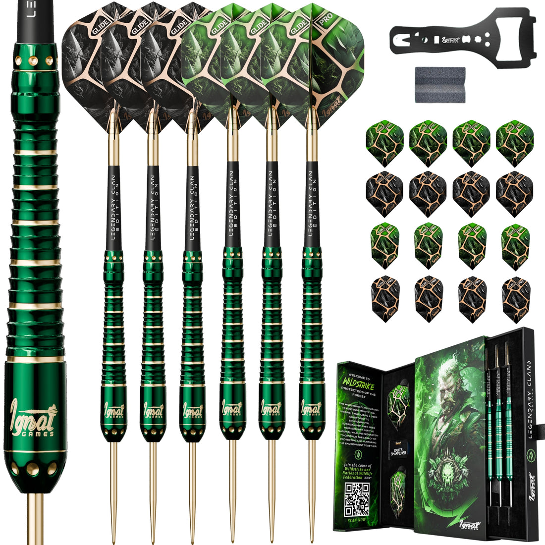 Steel Tip Darts 6 pack set - Wildstrike 27 grams