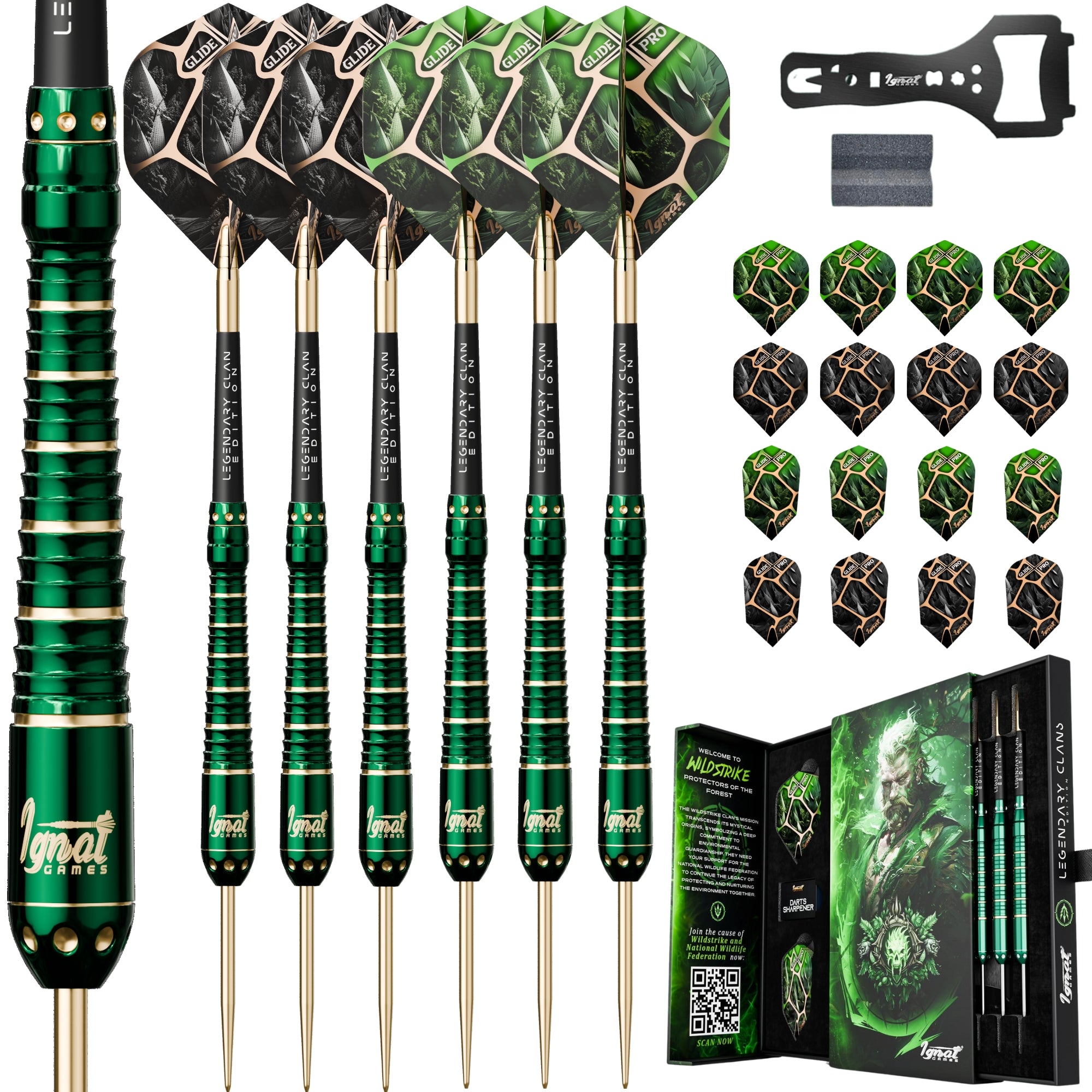 Steel Tip Darts 6 pack set - Wildstrike 27 grams