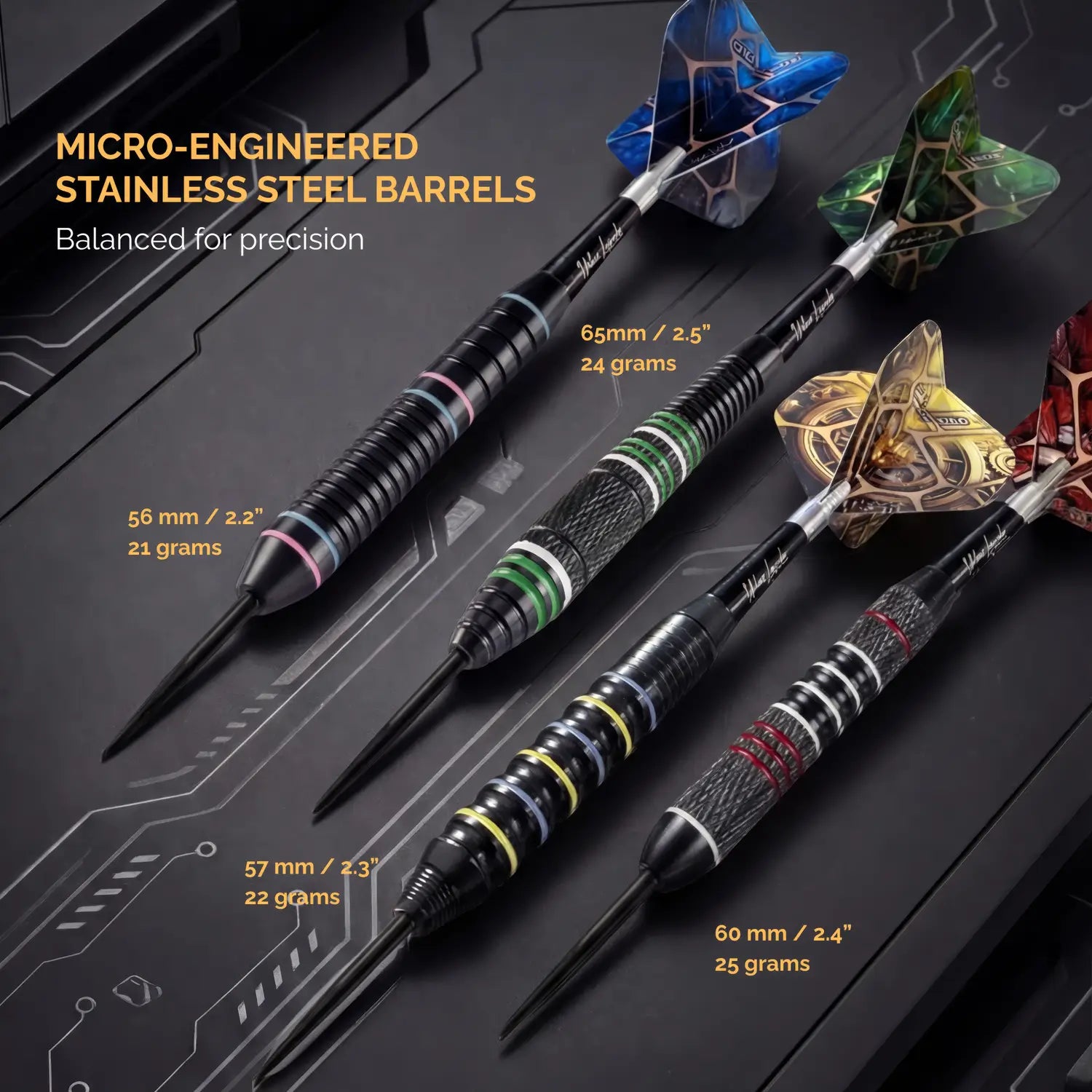 Steel Tip Darts 12 pack set - Manhattan Midnight