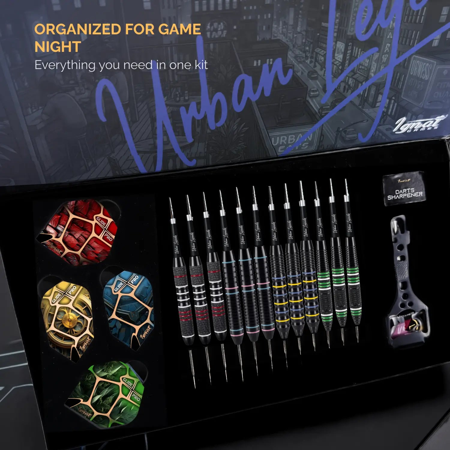 Steel Tip Darts 12 pack set - Manhattan Midnight