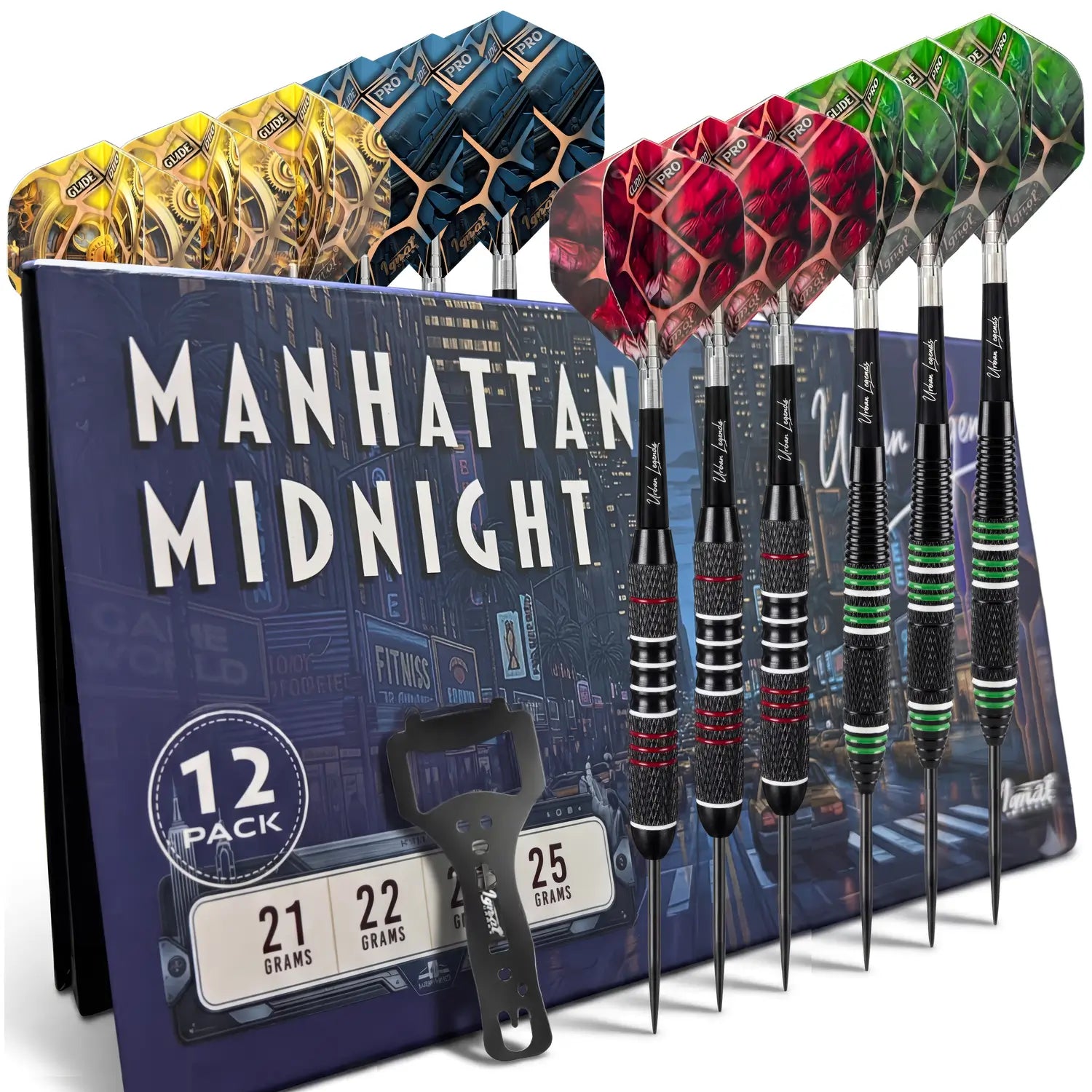 Steel Tip Darts 12 pack set - Manhattan Midnight
