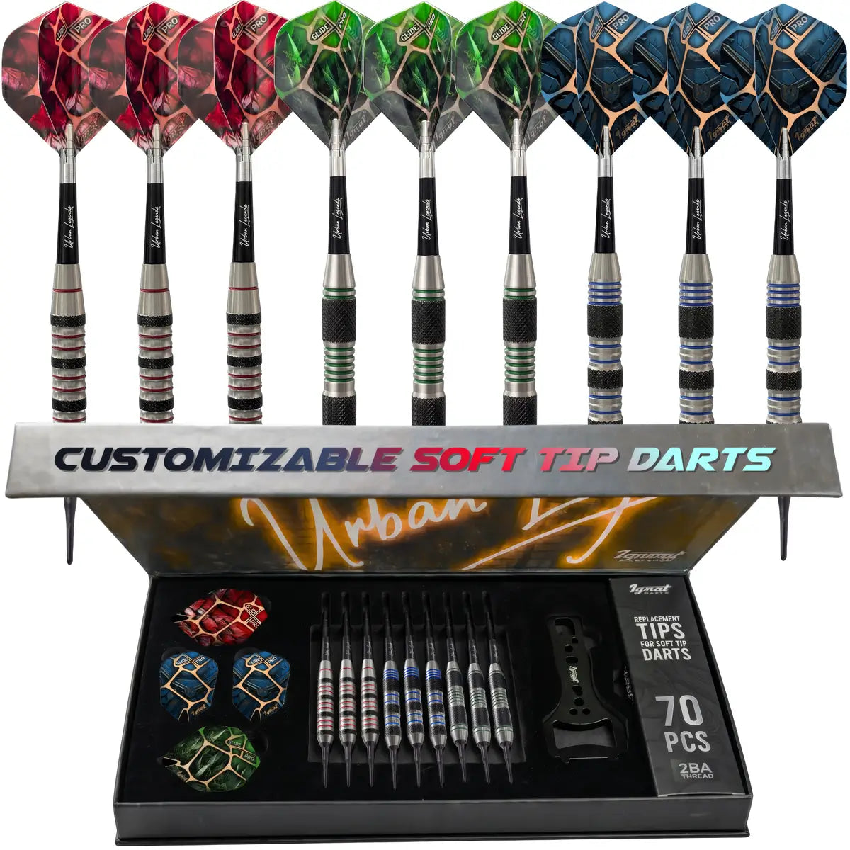 Soft Tip Darts 9 pack set - Chicago Steel
