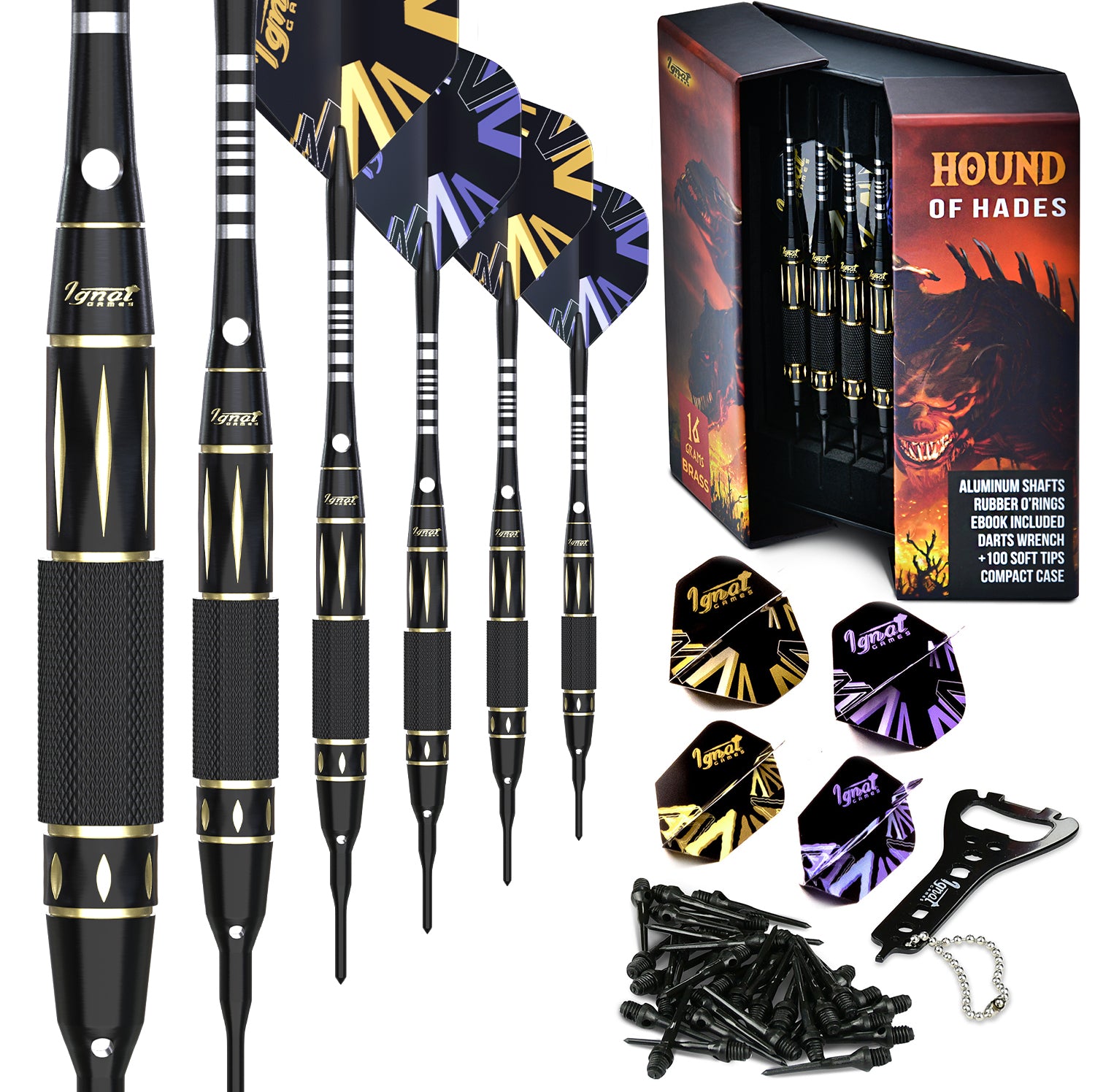 Soft Tip Darts 6 Pack Set - Hound of Hades 16 grams