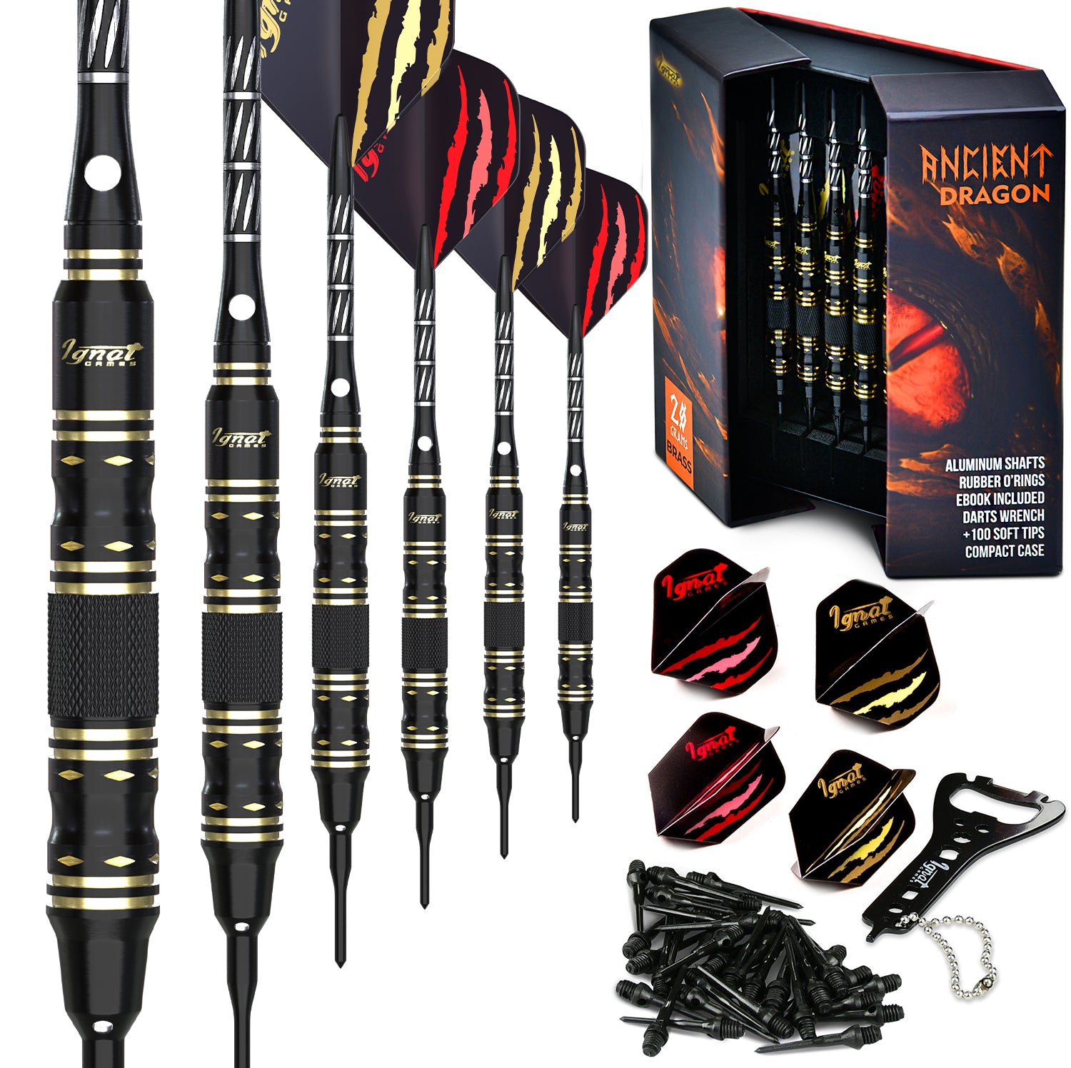 Soft Tip Darts 6 Pack Set - Acient Dragon 20grams