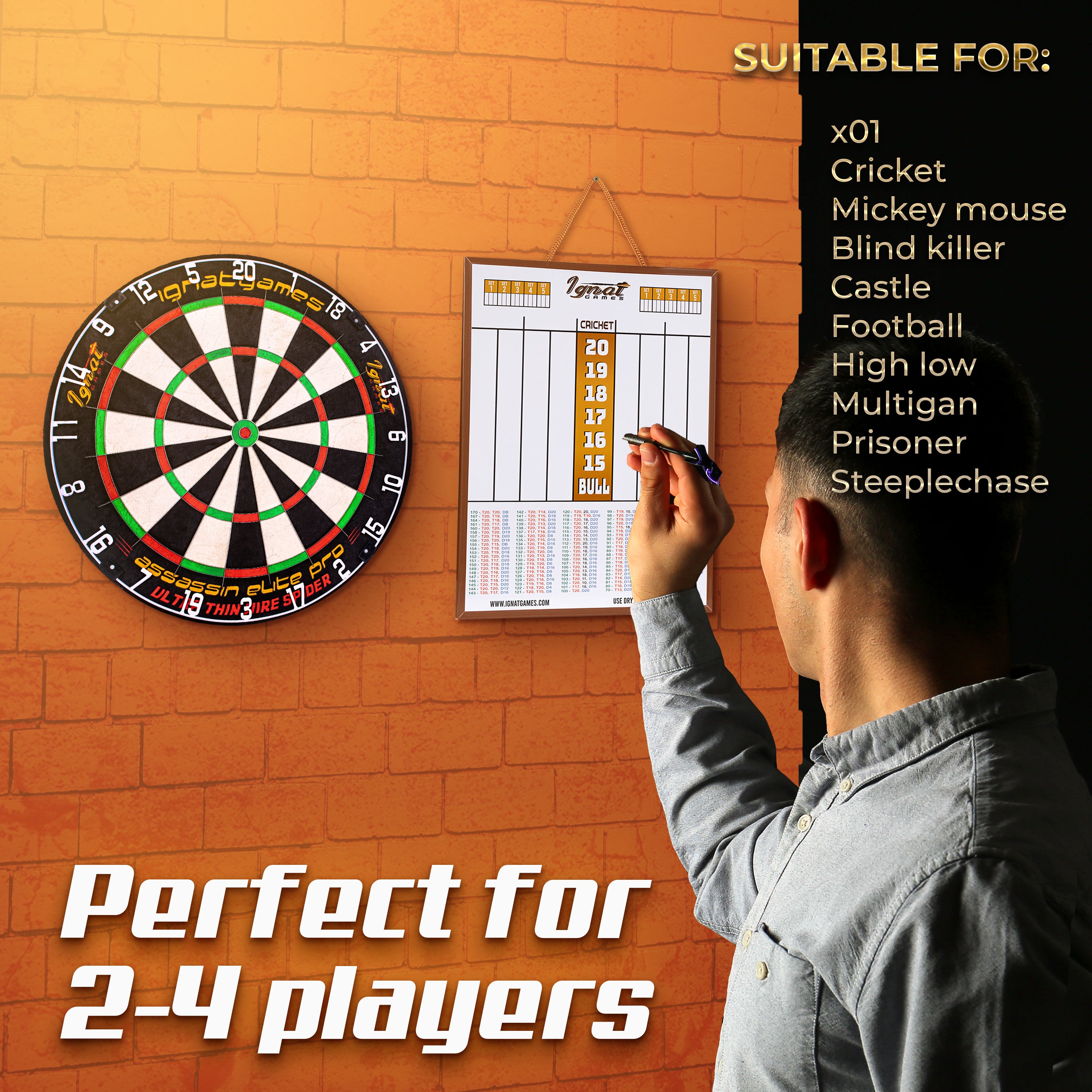 Magnetic Double Sided Dart Scoreboard for 10+ Types of Games