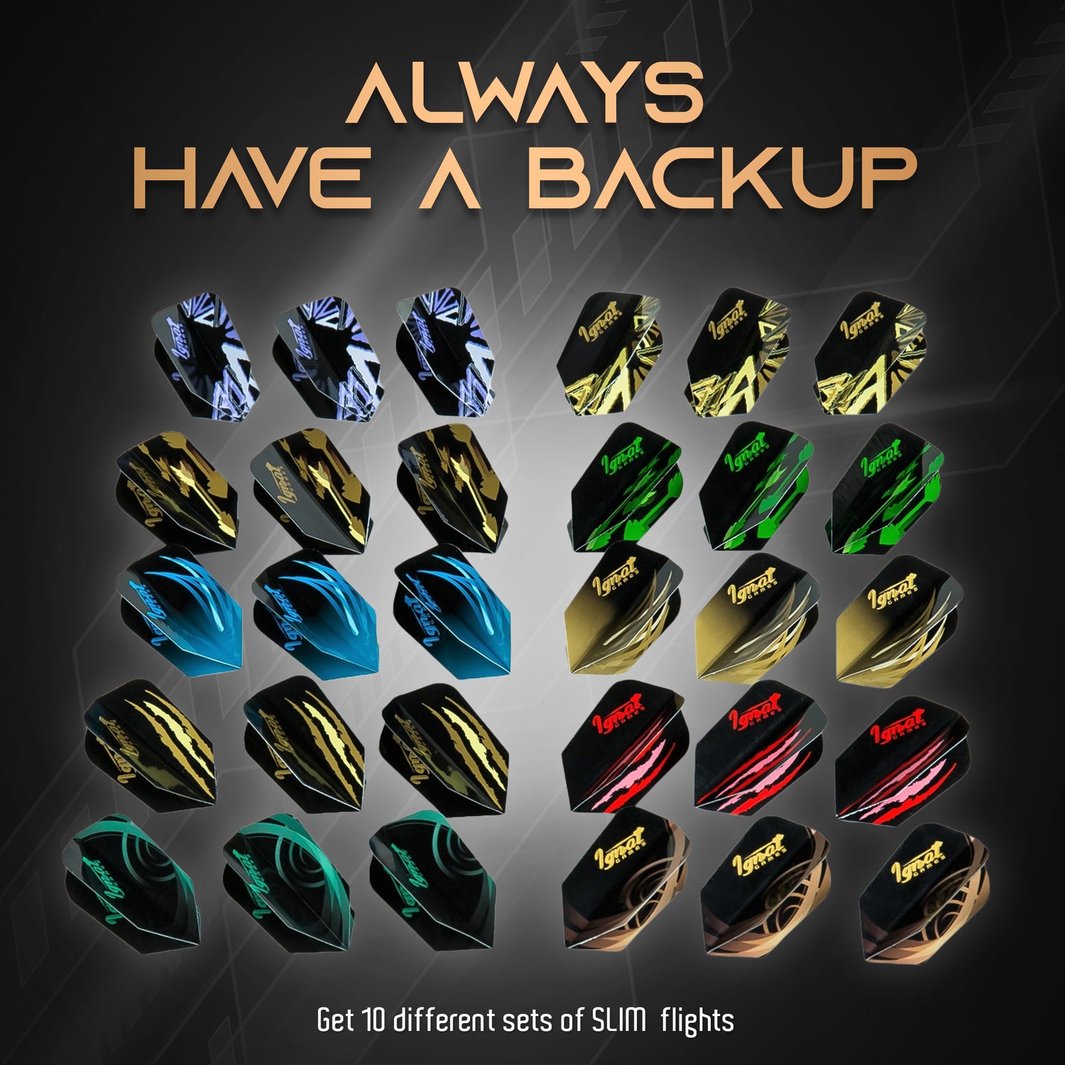 Set of 30 Slim Flights, 10 color variations