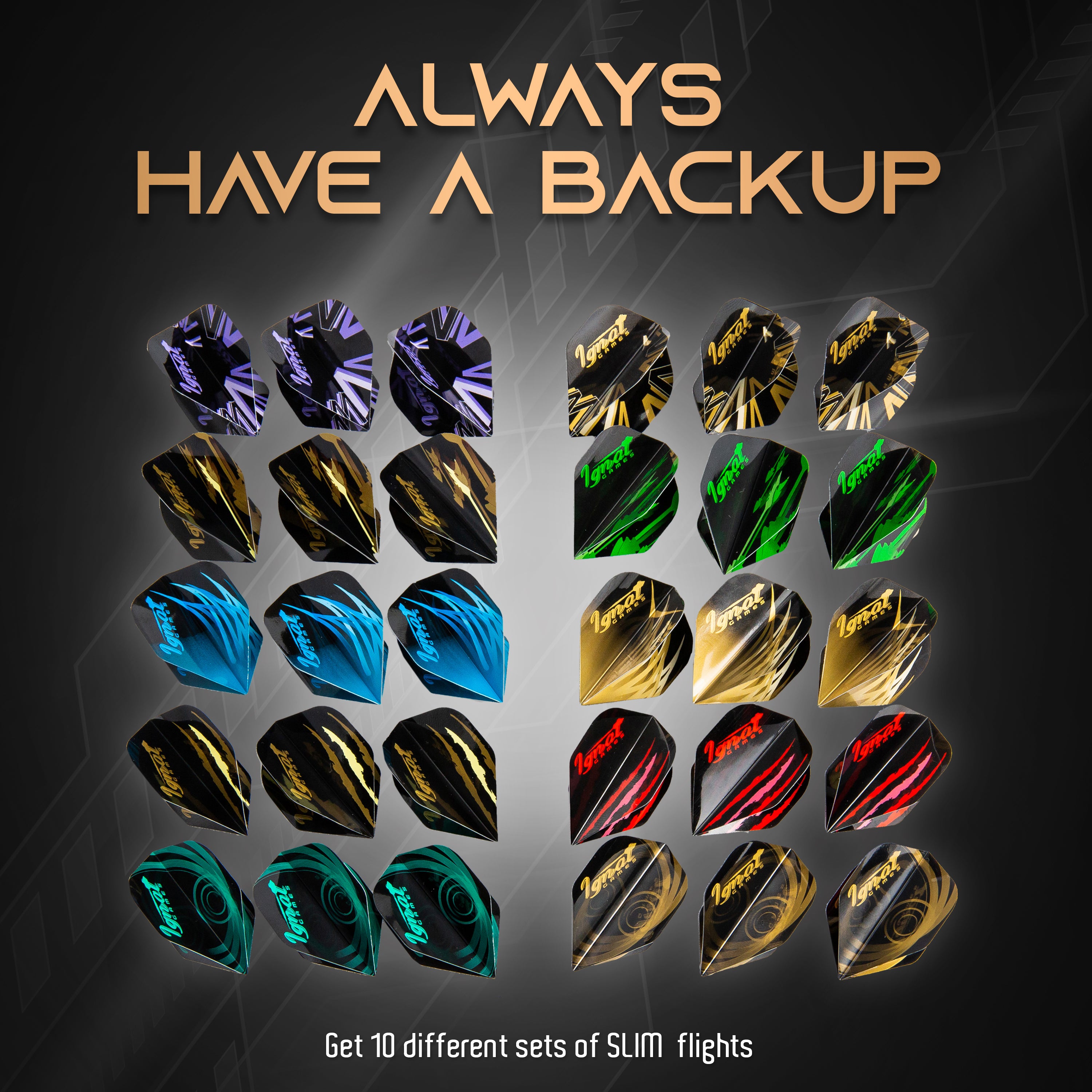 Set of 30 Standard no 2 Flights, 10 color variations