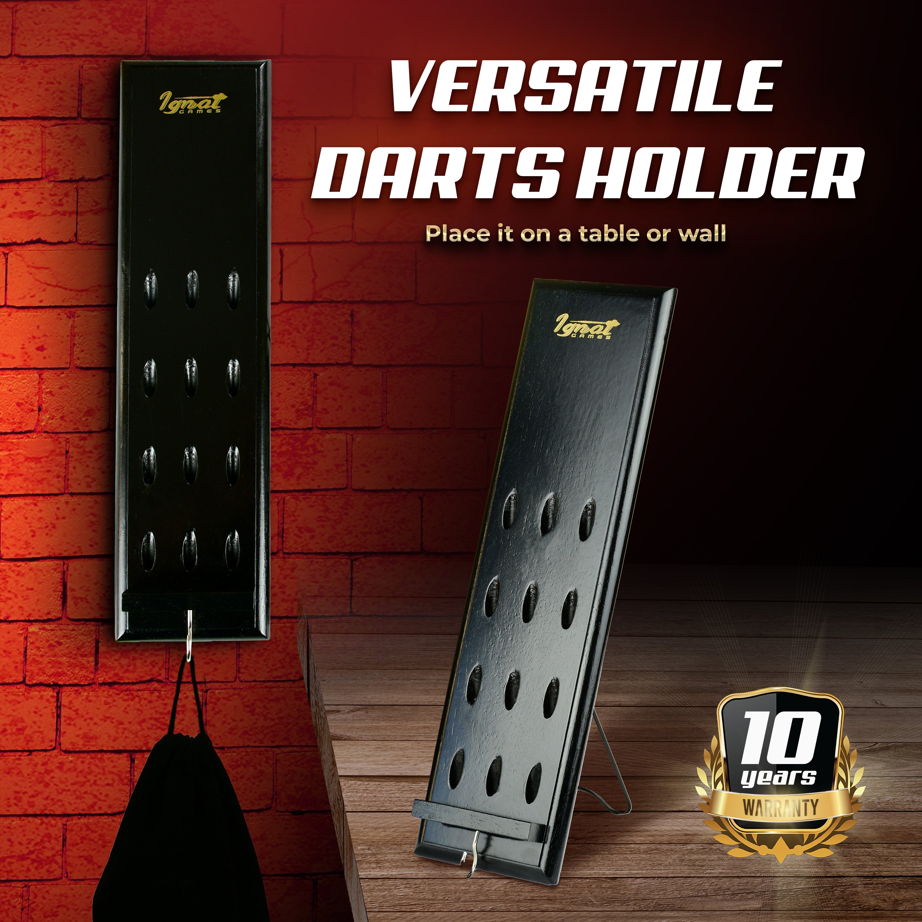 IgnatGames Wood Darts Holder Set - Darts Caddy Display Holds 12 Steel or Soft Tip Darts