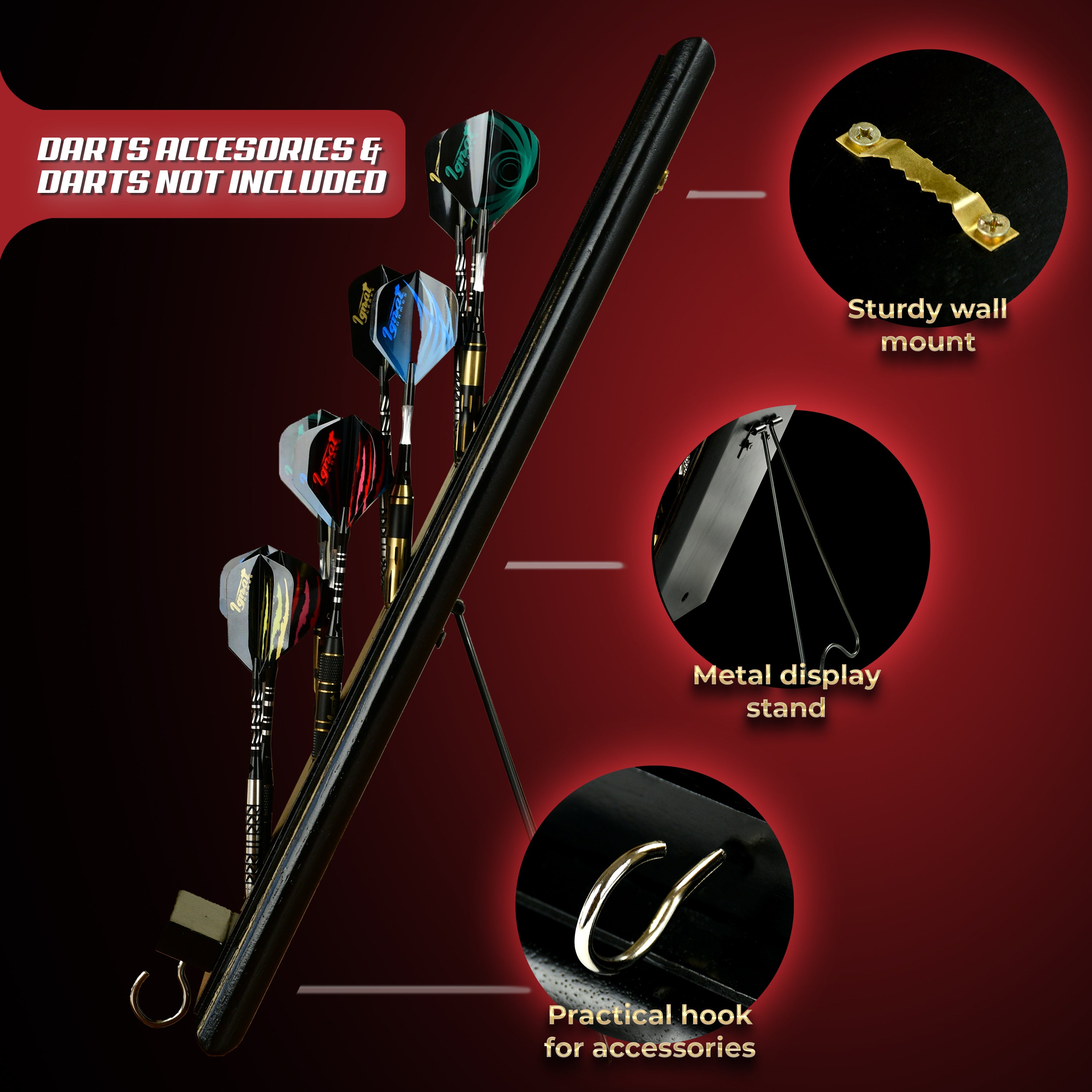 IgnatGames Wood Darts Holder Set - Darts Caddy Display Holds 12 Steel or Soft Tip Darts