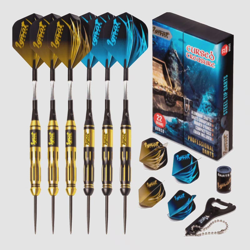 Steel Tip Darts 6 pack Set - Cursed Treasure 22 grams