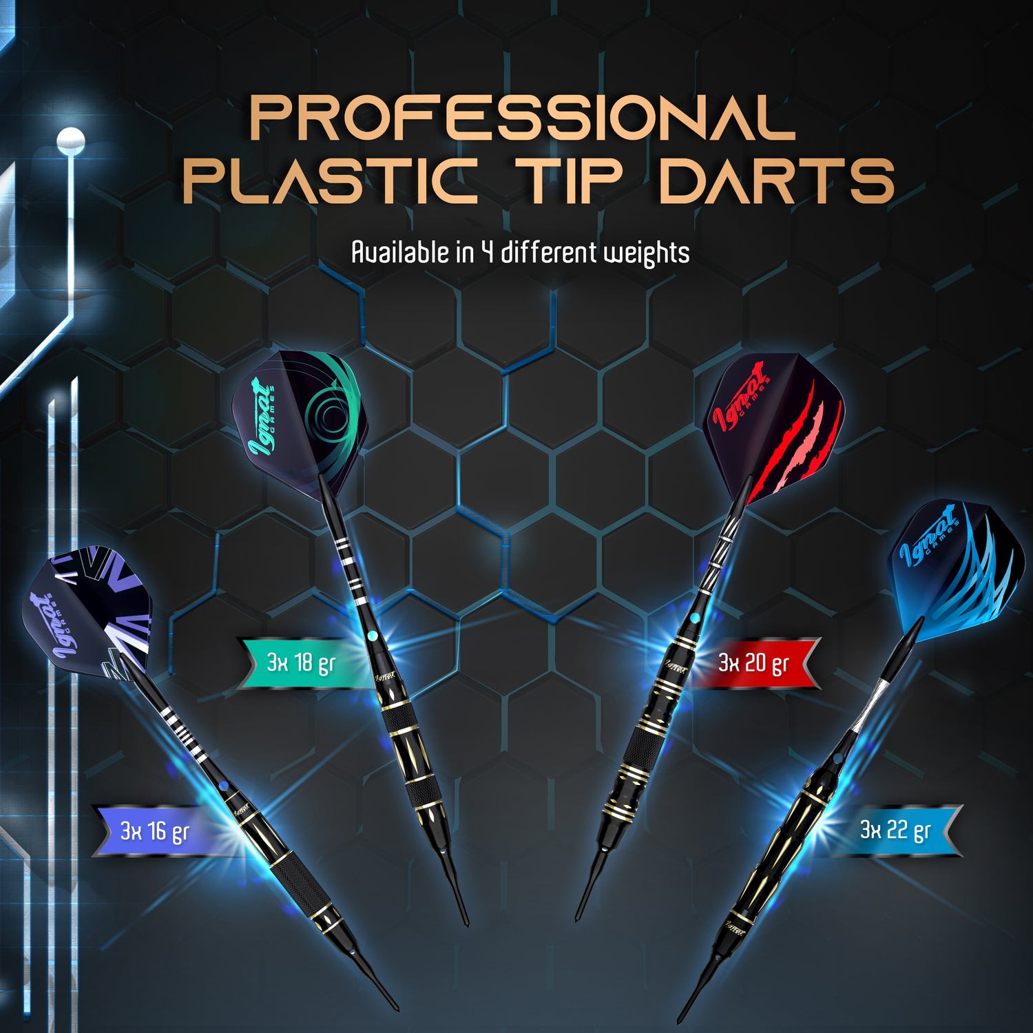 Soft Tip Darts 12 Pack Set - Beast Tamer (16g - 22g)
