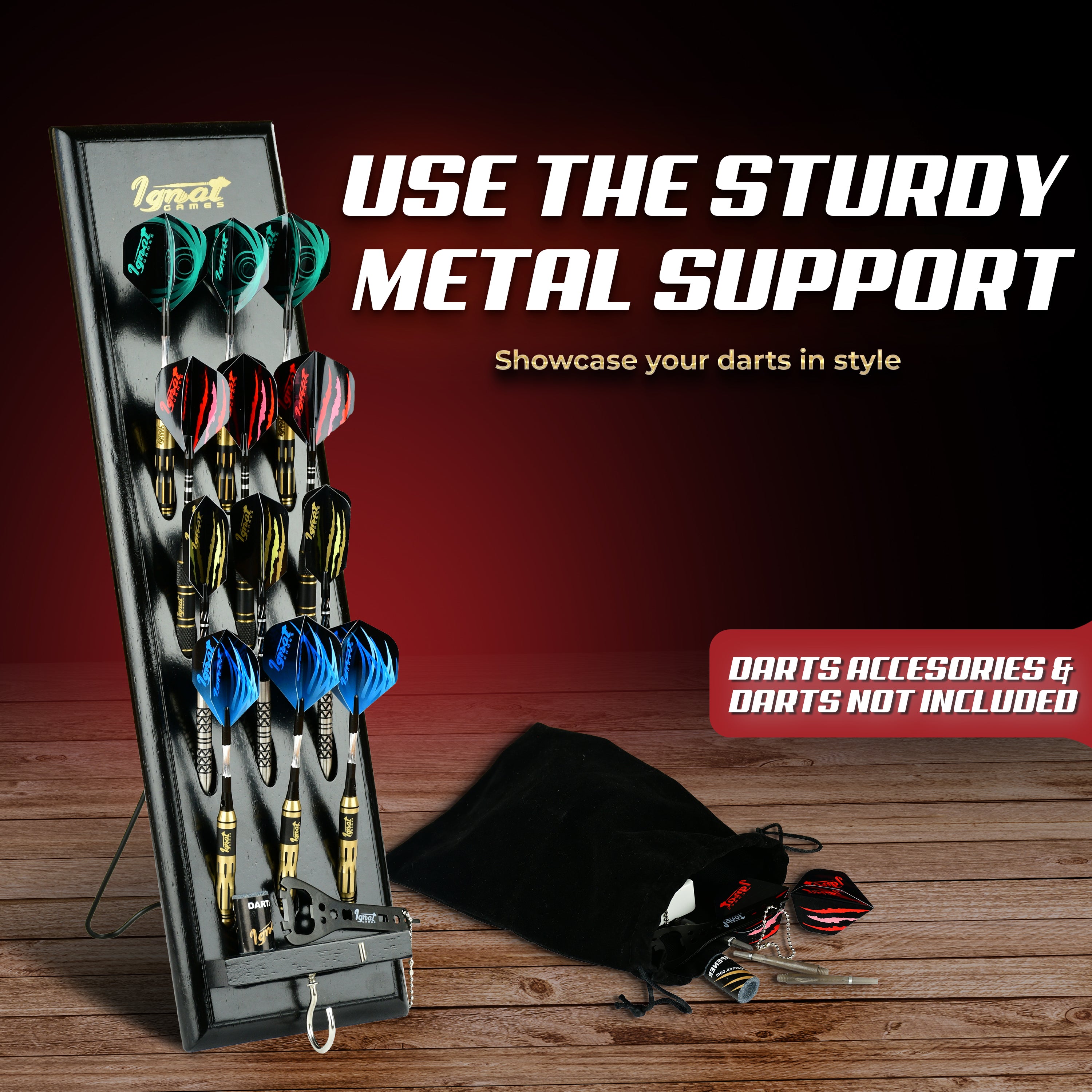 IgnatGames Wood Darts Holder Set - Darts Caddy Display Holds 12 Steel or Soft Tip Darts