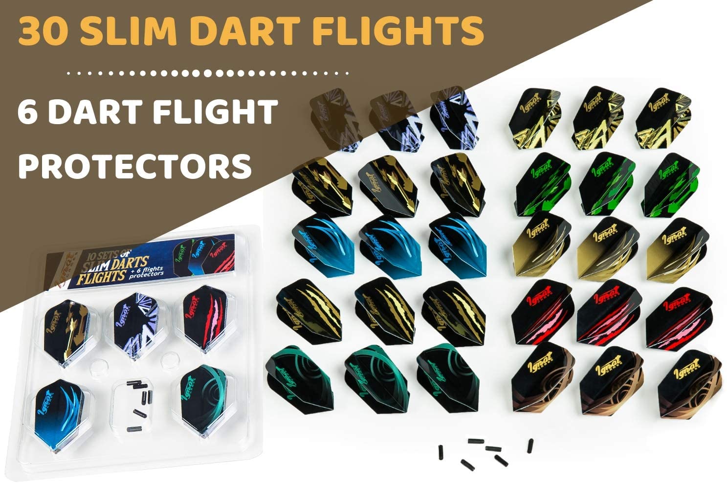 Set of 30 Slim Flights, 10 color variations