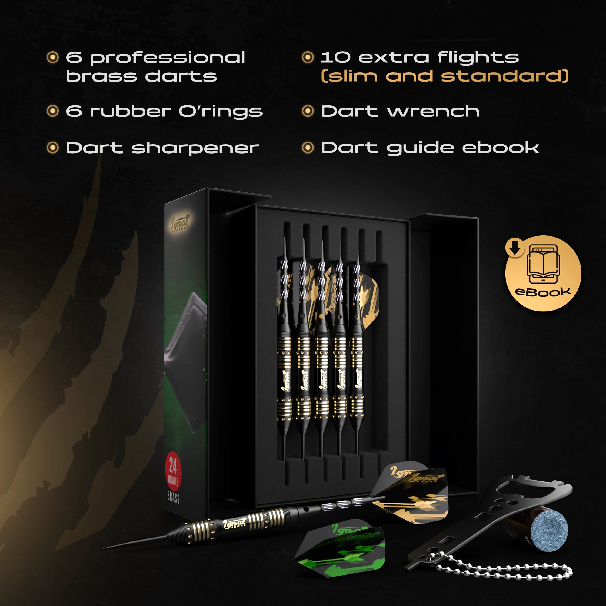 Steel Tip Darts 6 pack Set - Poison Arrow 24 grams