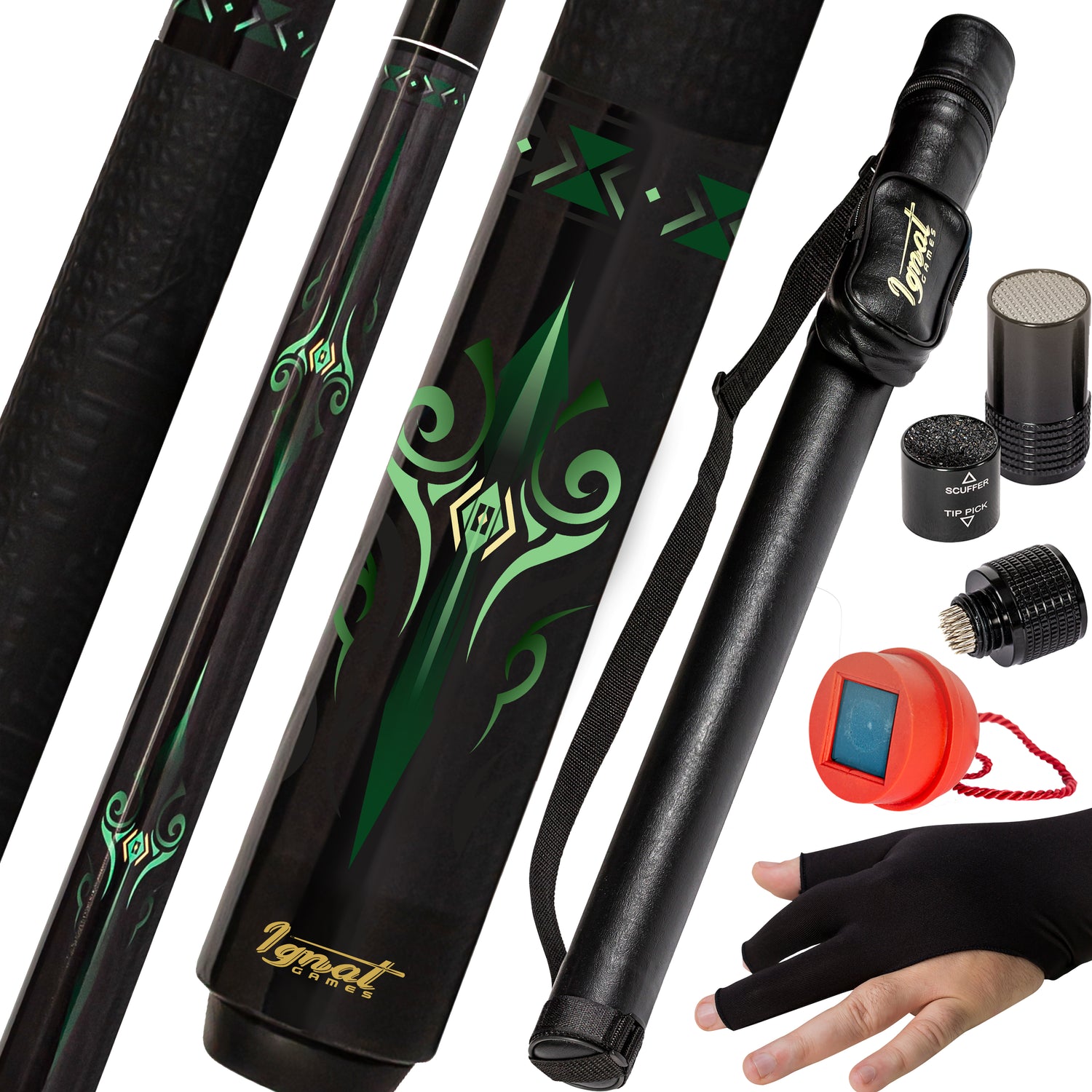 Pool Cue Stick - 20 oz. 58" Canadian Maple (Green)