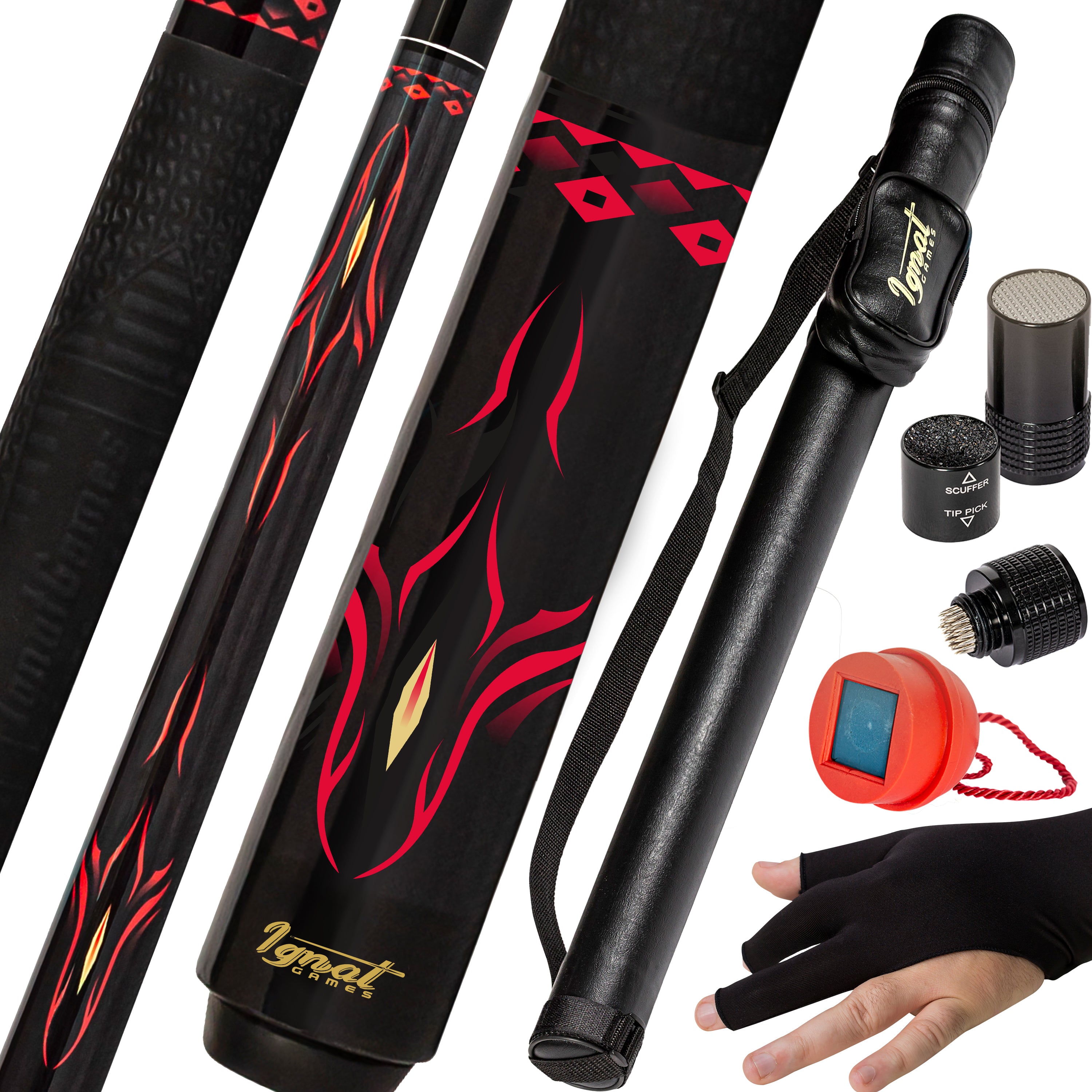 Pool Cue Stick - 18 oz. 58" Canadian Maple (Red)
