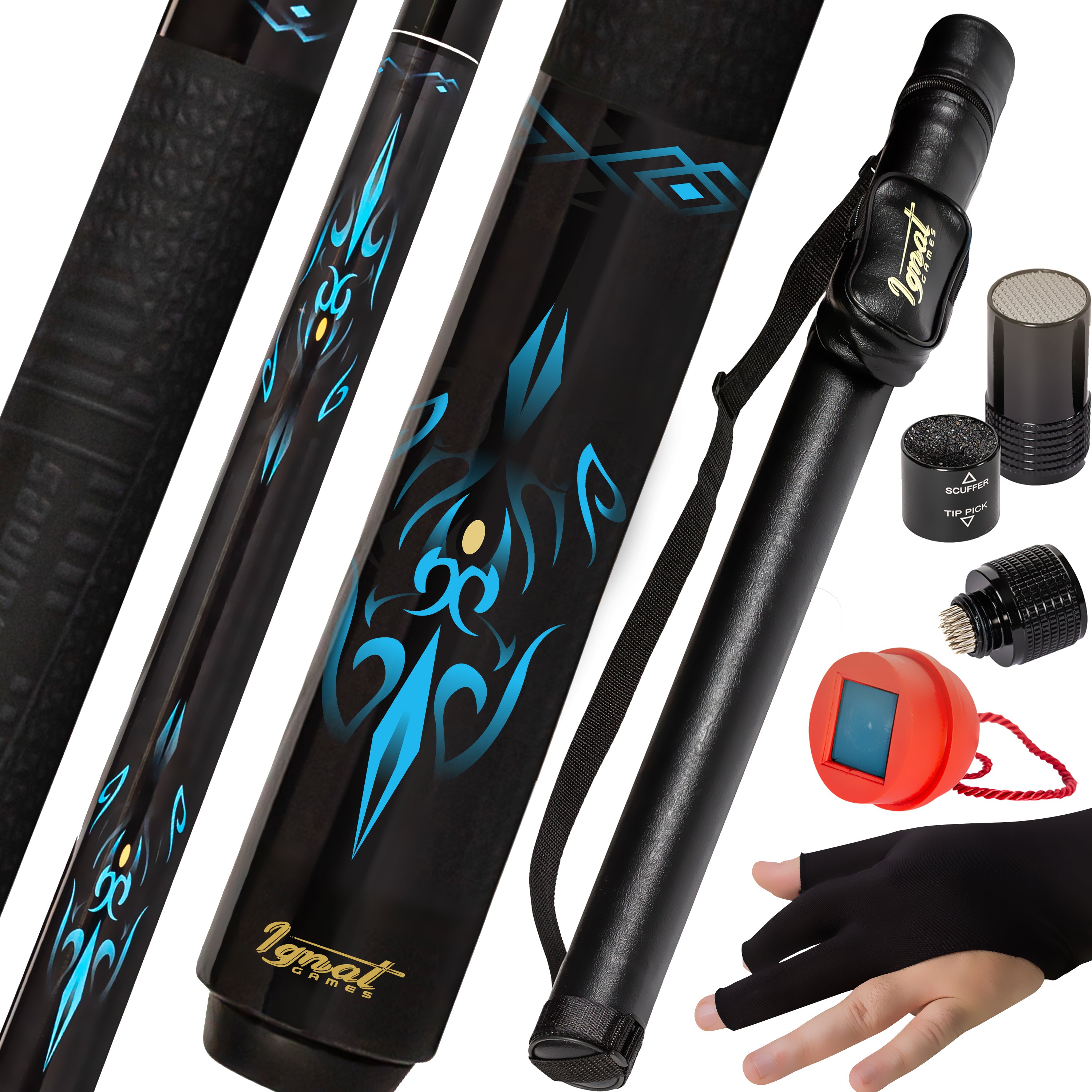 Pool Cue Stick - 21 oz. 58" Canadian Maple (Blue)