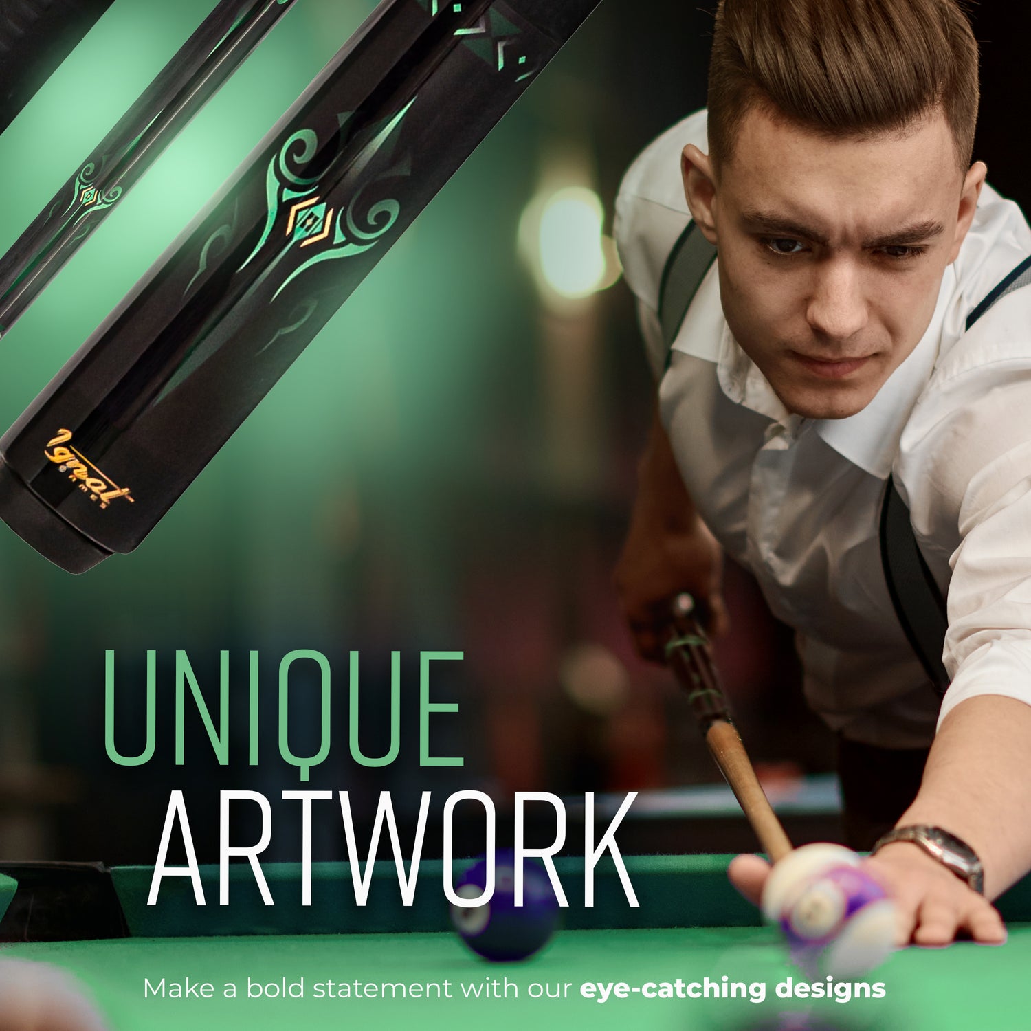 Pool Cue Stick - 20 oz. 58" Canadian Maple (Green)