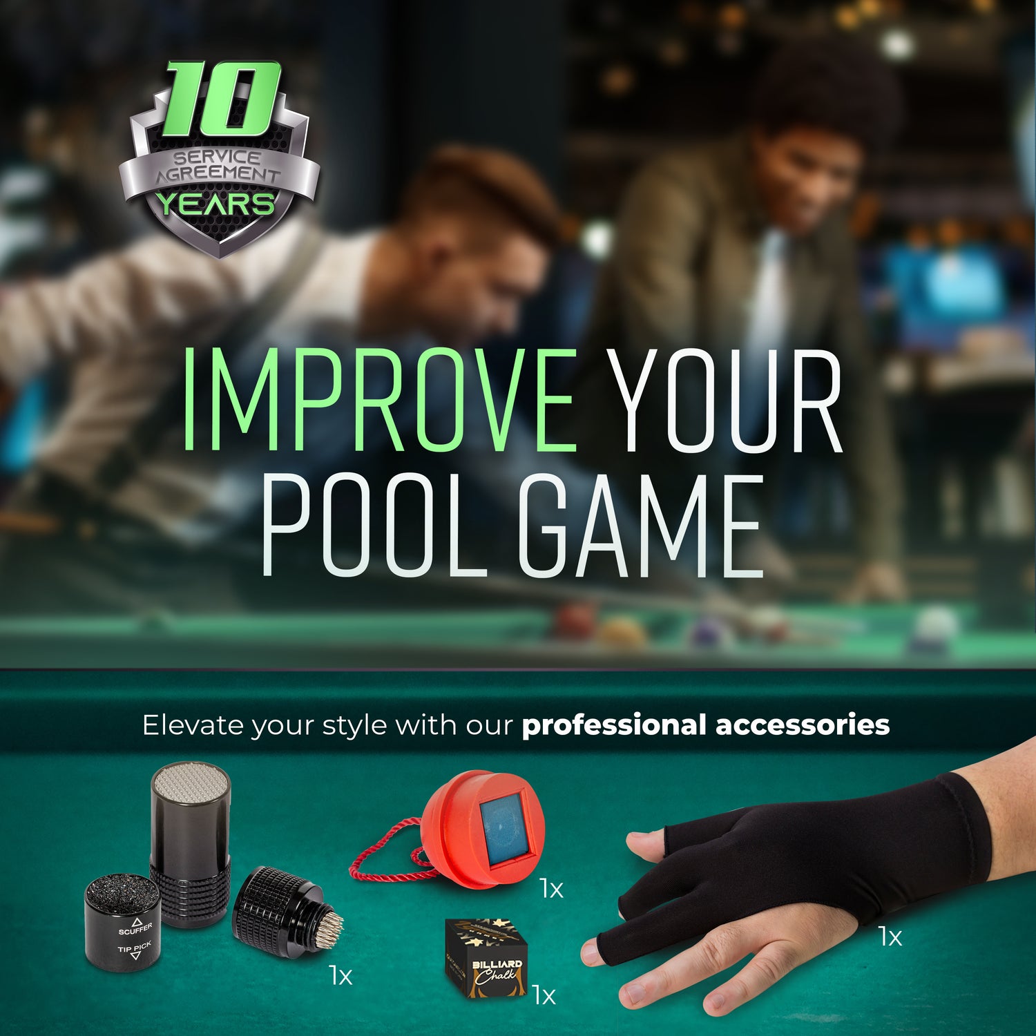 Pool Cue Stick - 20 oz. 58" Canadian Maple (Green)