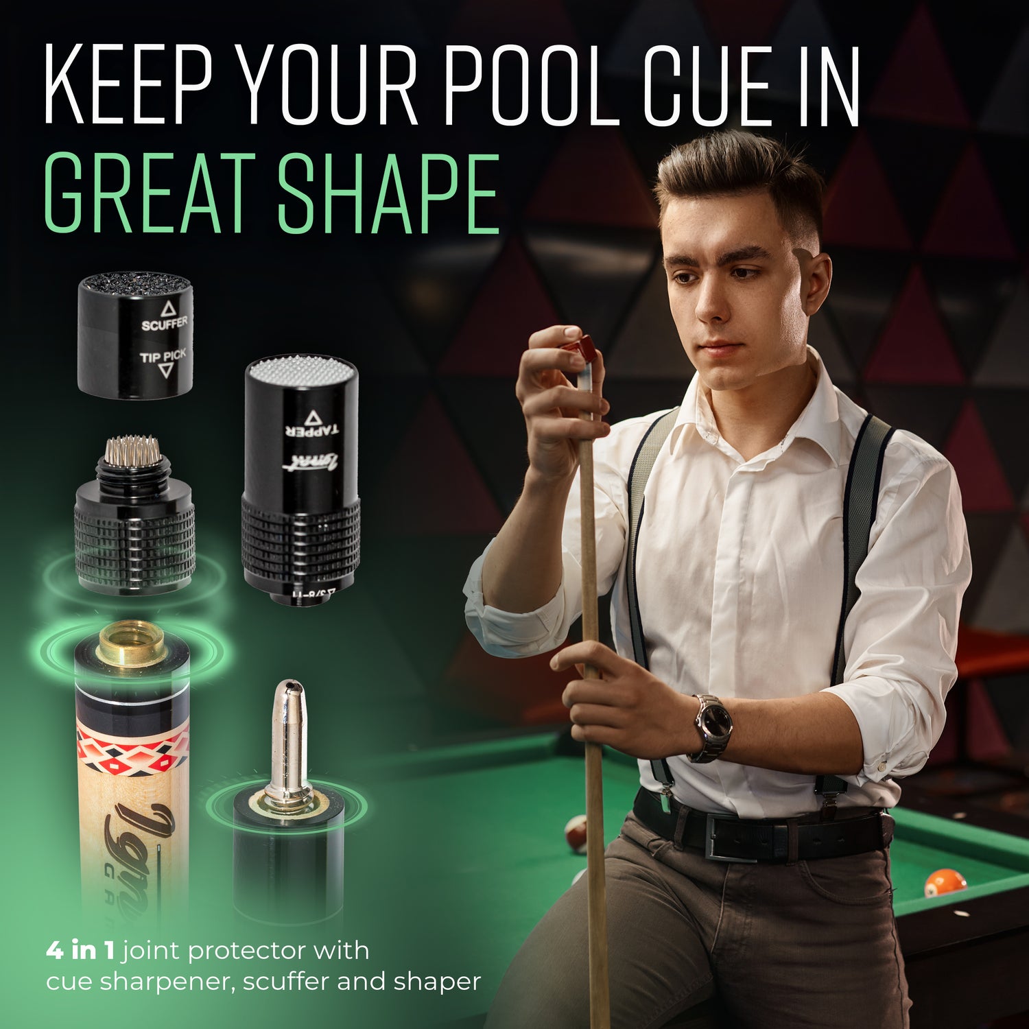 Pool Cue Stick - 20 oz. 58" Canadian Maple (Green)