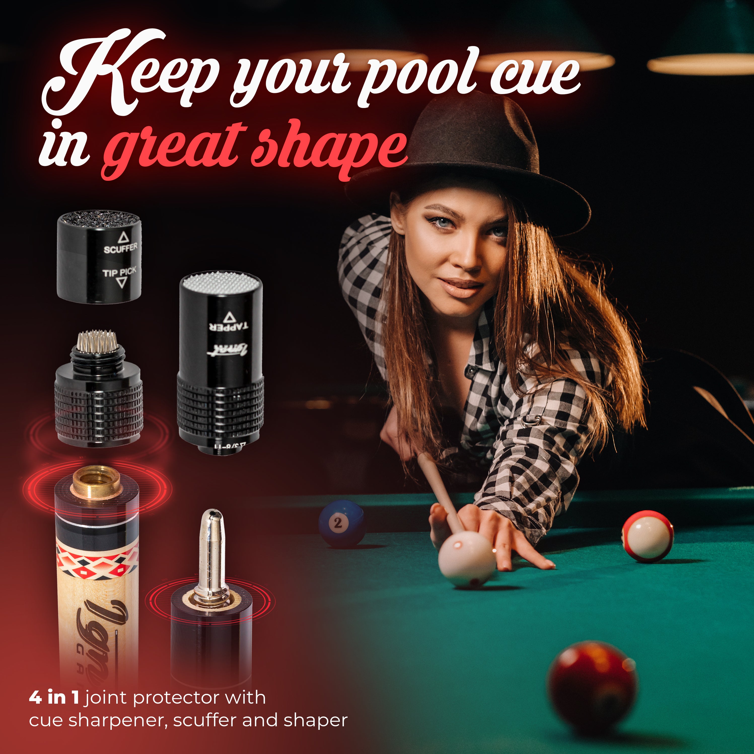 Pool Cue Stick - 18 oz. 58" Canadian Maple (Red)