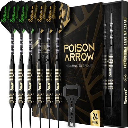 Steel Tip Darts 6 pack Set - Poison Arrow 24 grams
