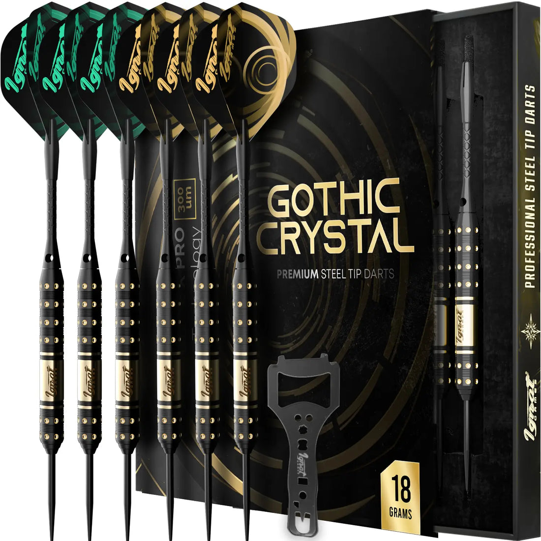 Steel Tip Darts 6 pack Set - Gothic Crystal 18 grams
