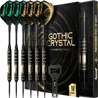 Steel Tip Darts 6 pack Set - Gothic Crystal 18 grams