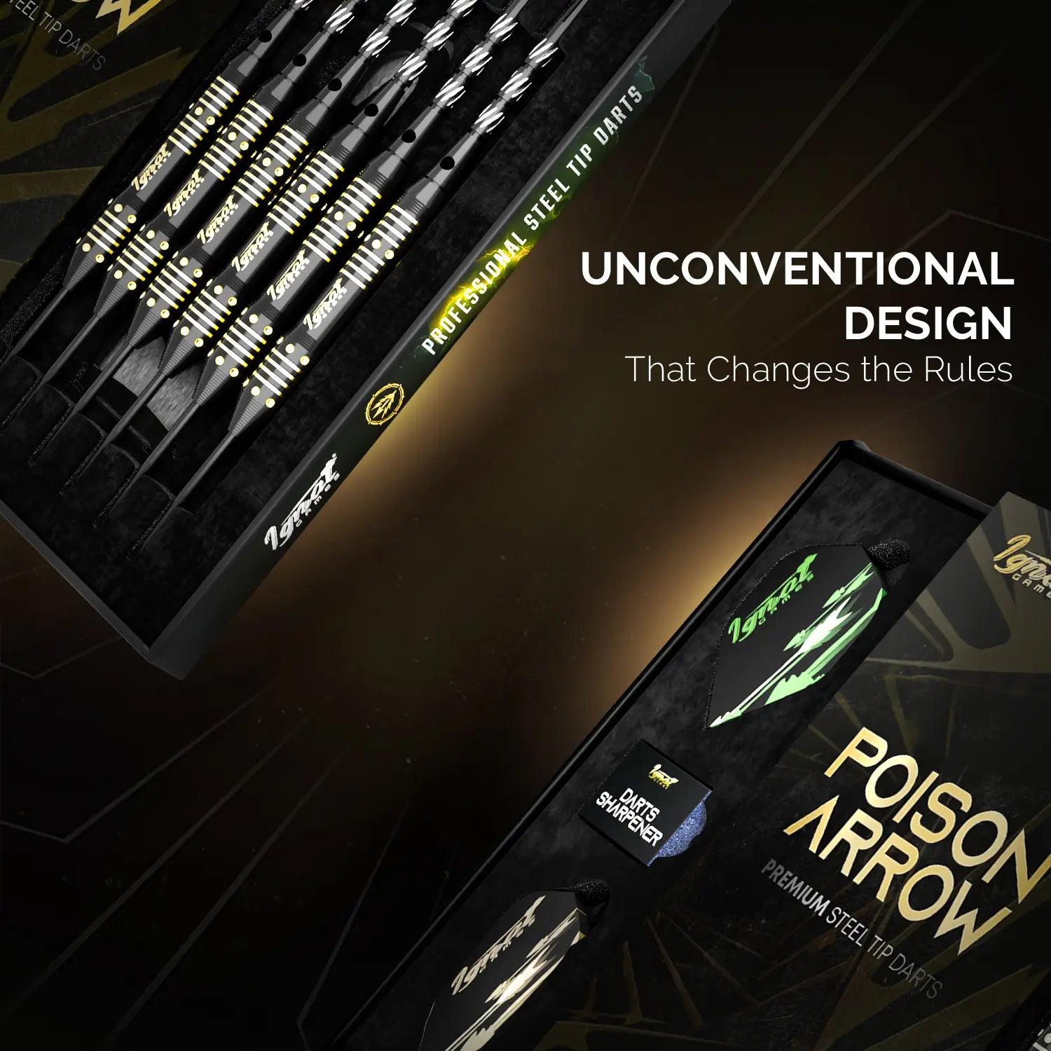 Steel Tip Darts 6 pack Set - Poison Arrow 24 grams