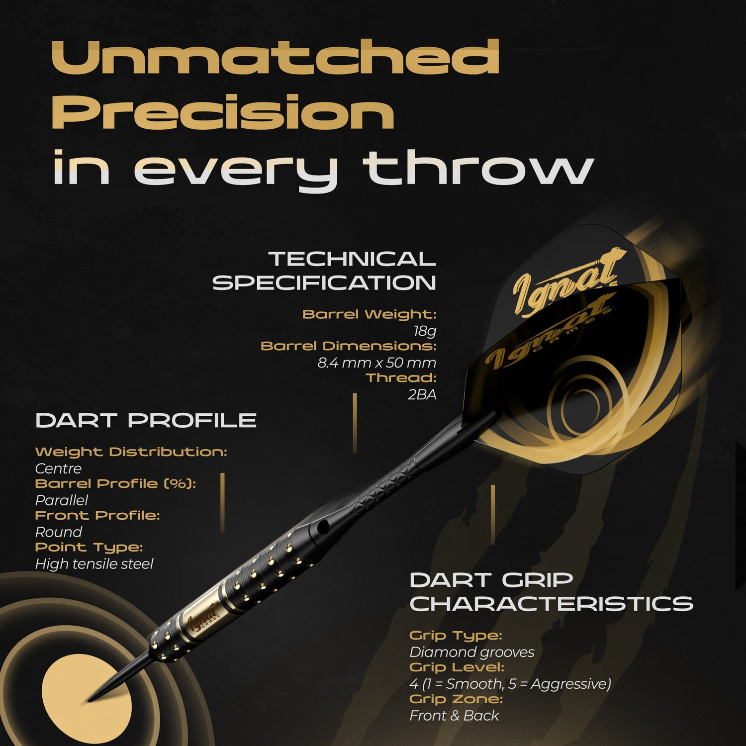 Steel Tip Darts 6 pack Set - Gothic Crystal 18 grams